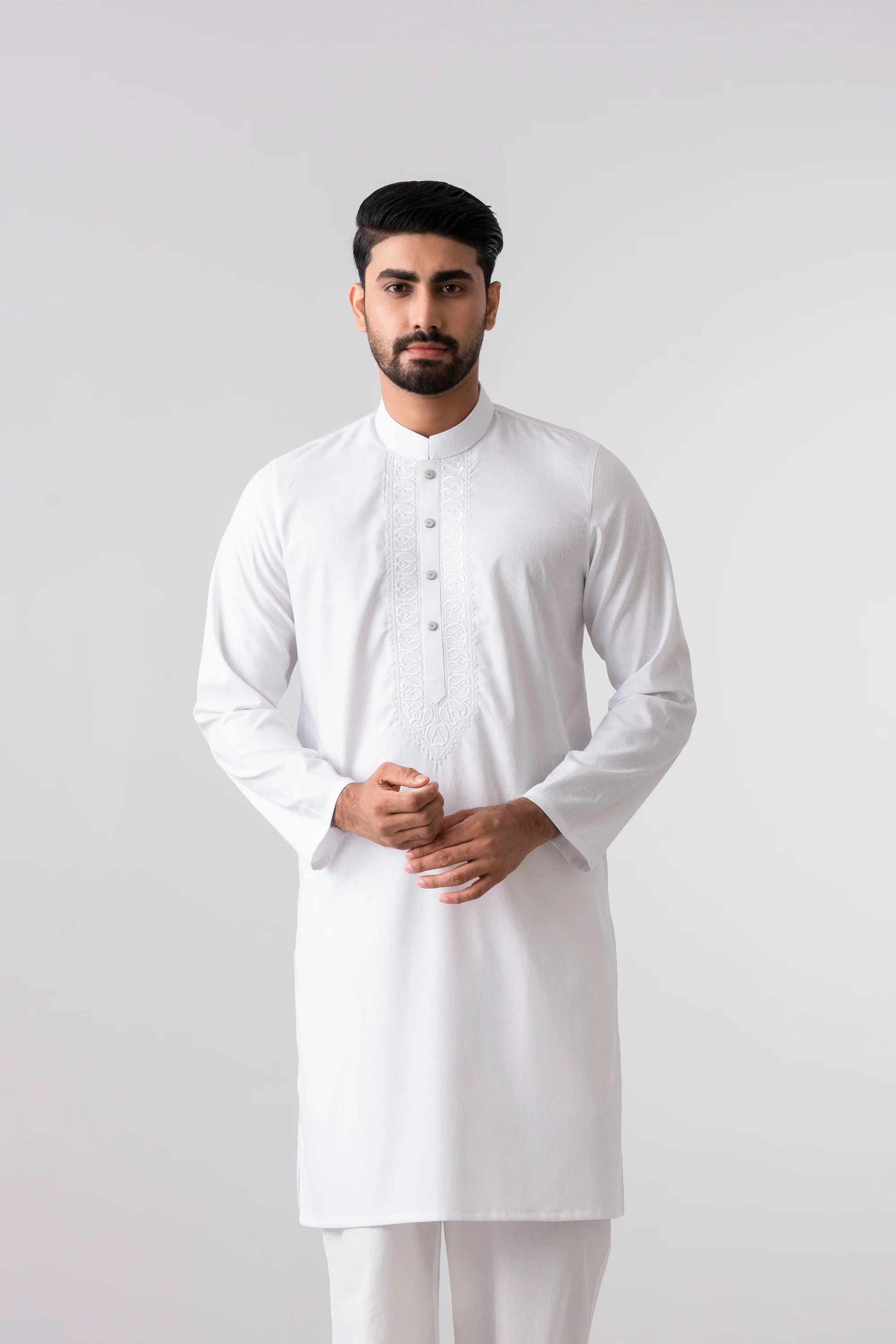 Regular Fit Embroidered Semi-Formal Panjabi - Image 2