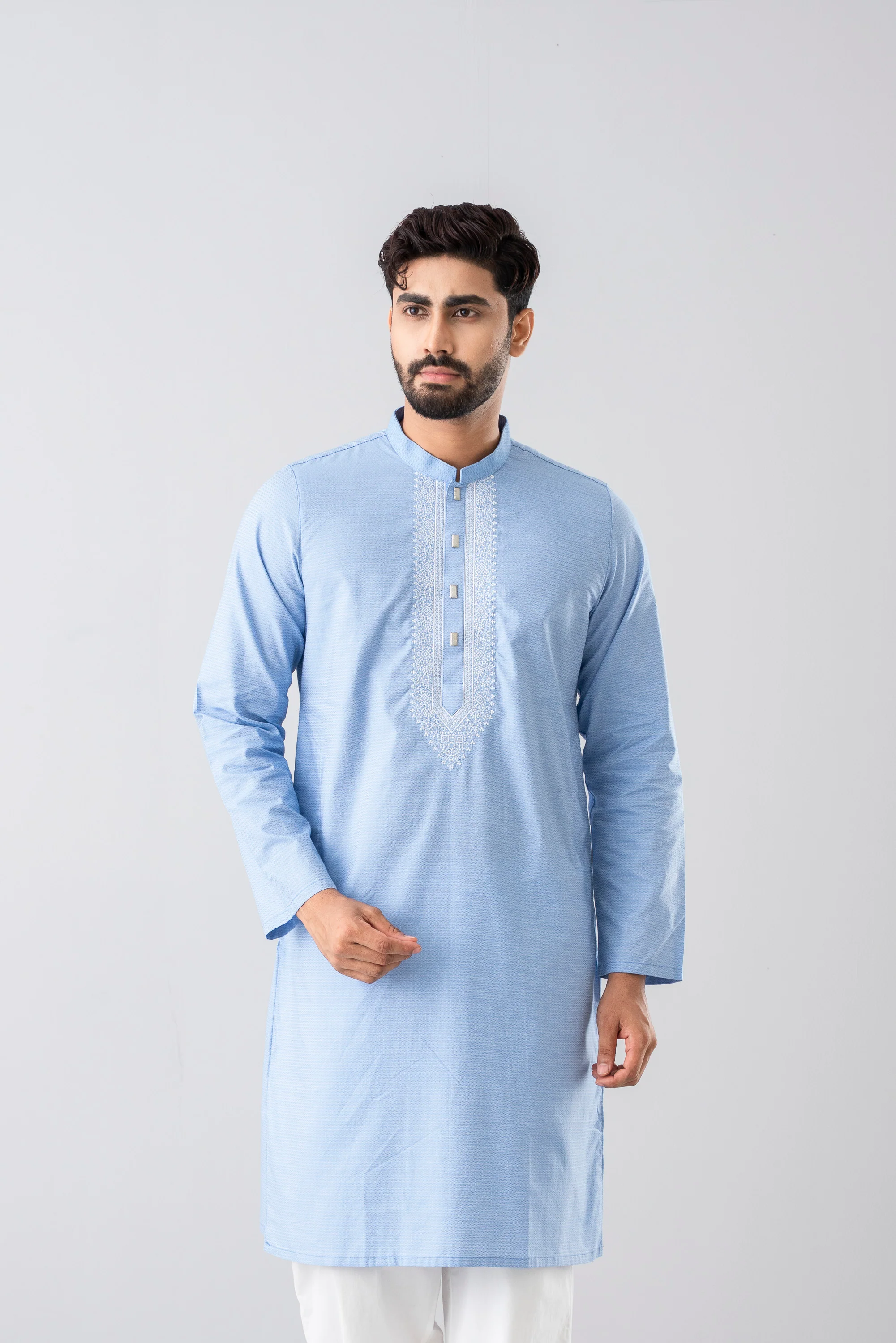 Regular Fit Embroidered Semi-Formal Panjabi - Image 2