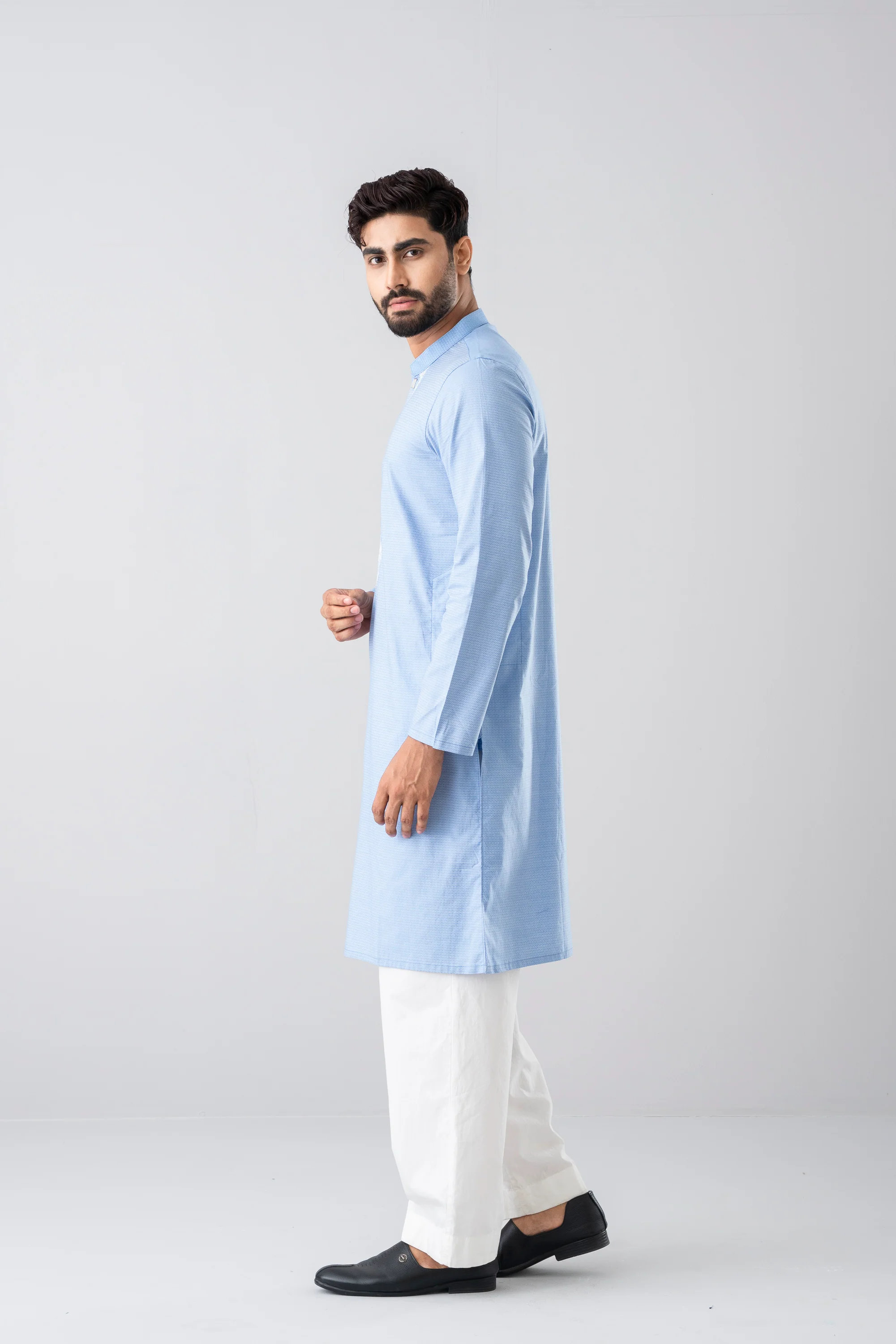 Regular Fit Embroidered Semi-Formal Panjabi - Image 3