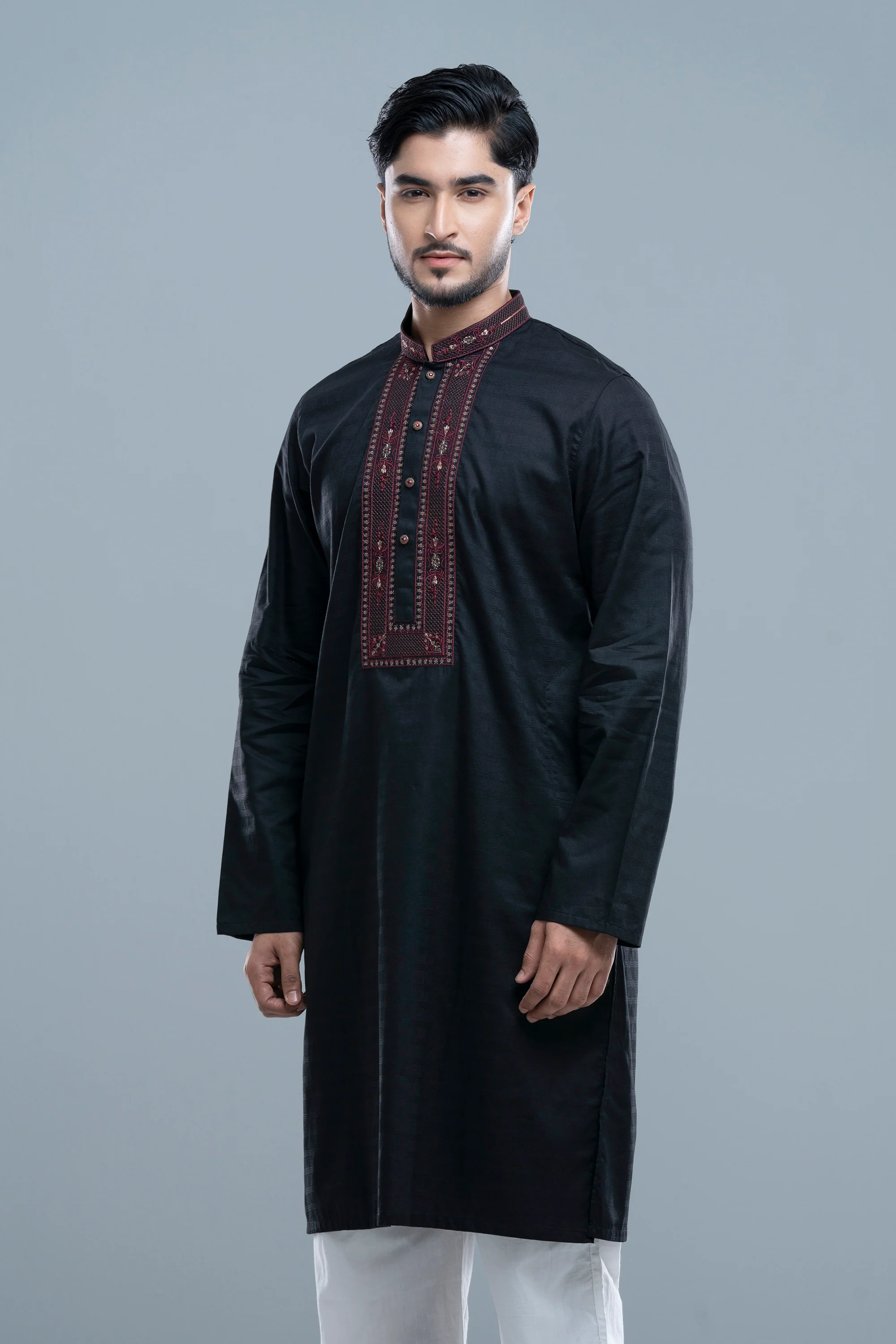 Regular Fit Embroidered Semi-Formal Panjabi - Image 10
