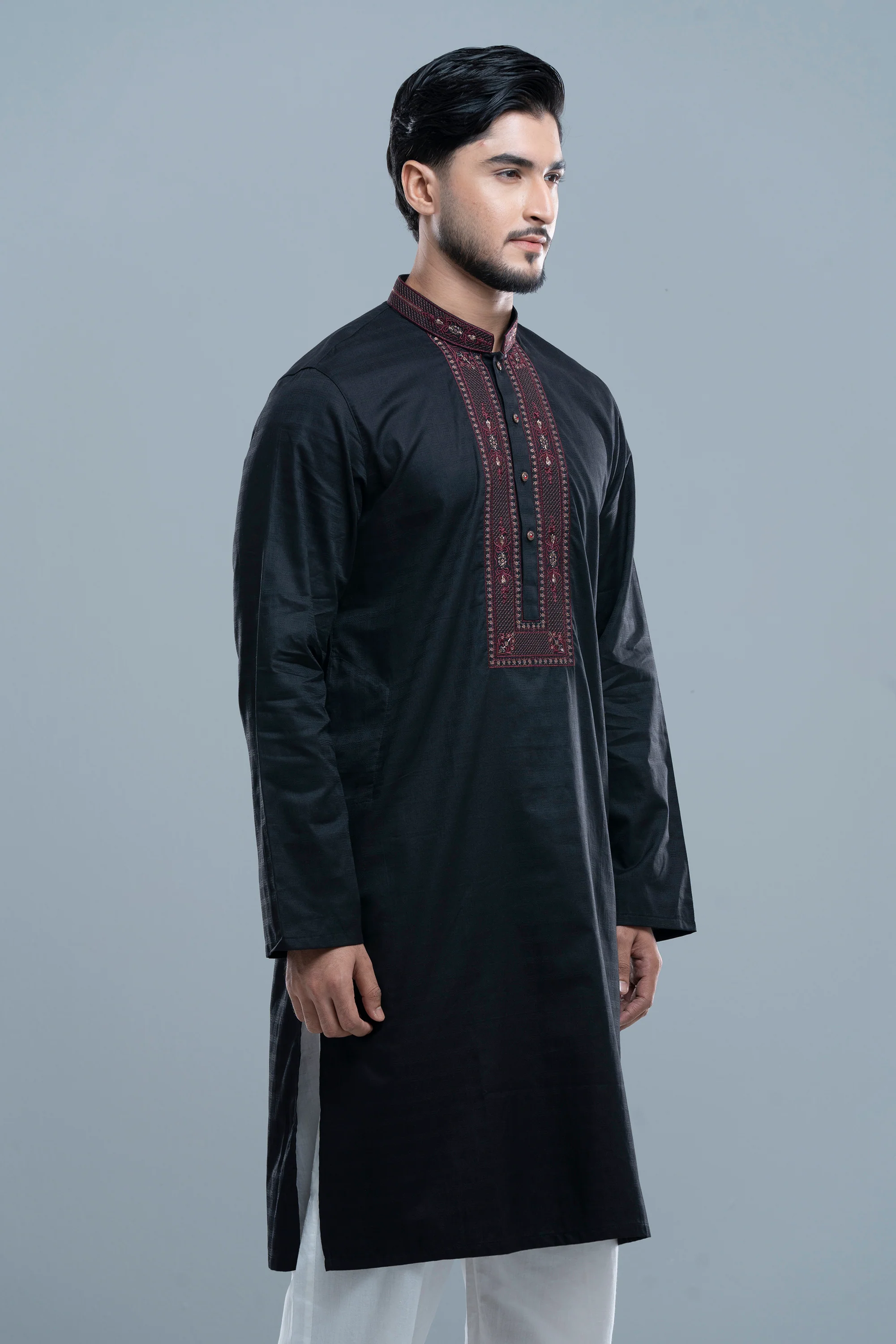 Regular Fit Embroidered Semi-Formal Panjabi - Image 11