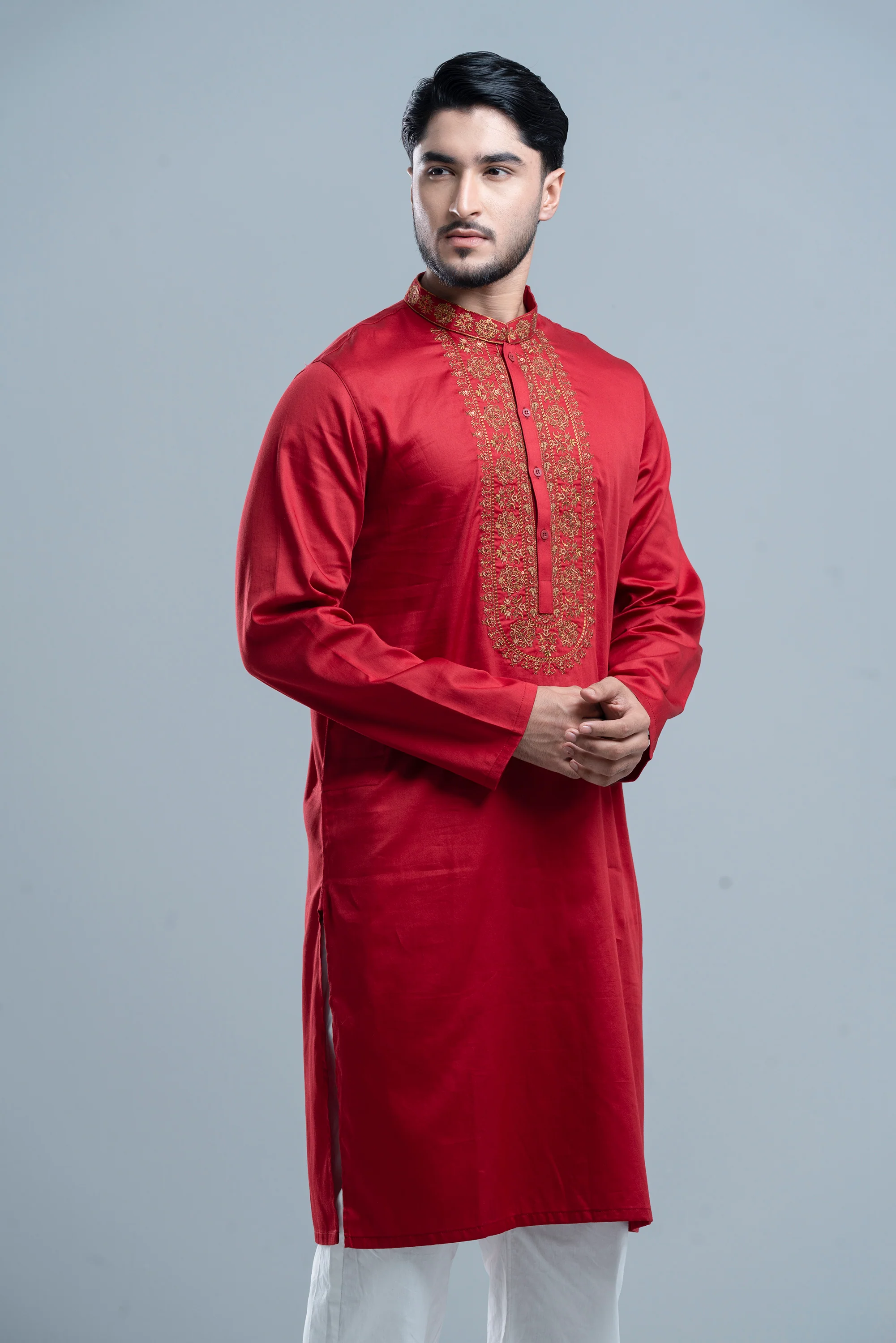 Regular Fit Embroidered Semi-Formal Panjabi - Image 2