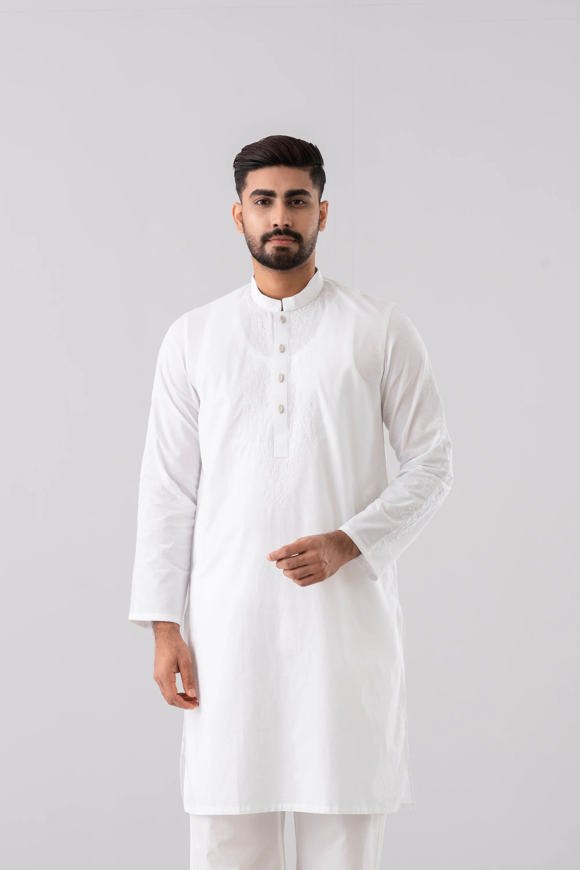 Regular Fit Embroidered Semi-Formal Panjabi - Image 3