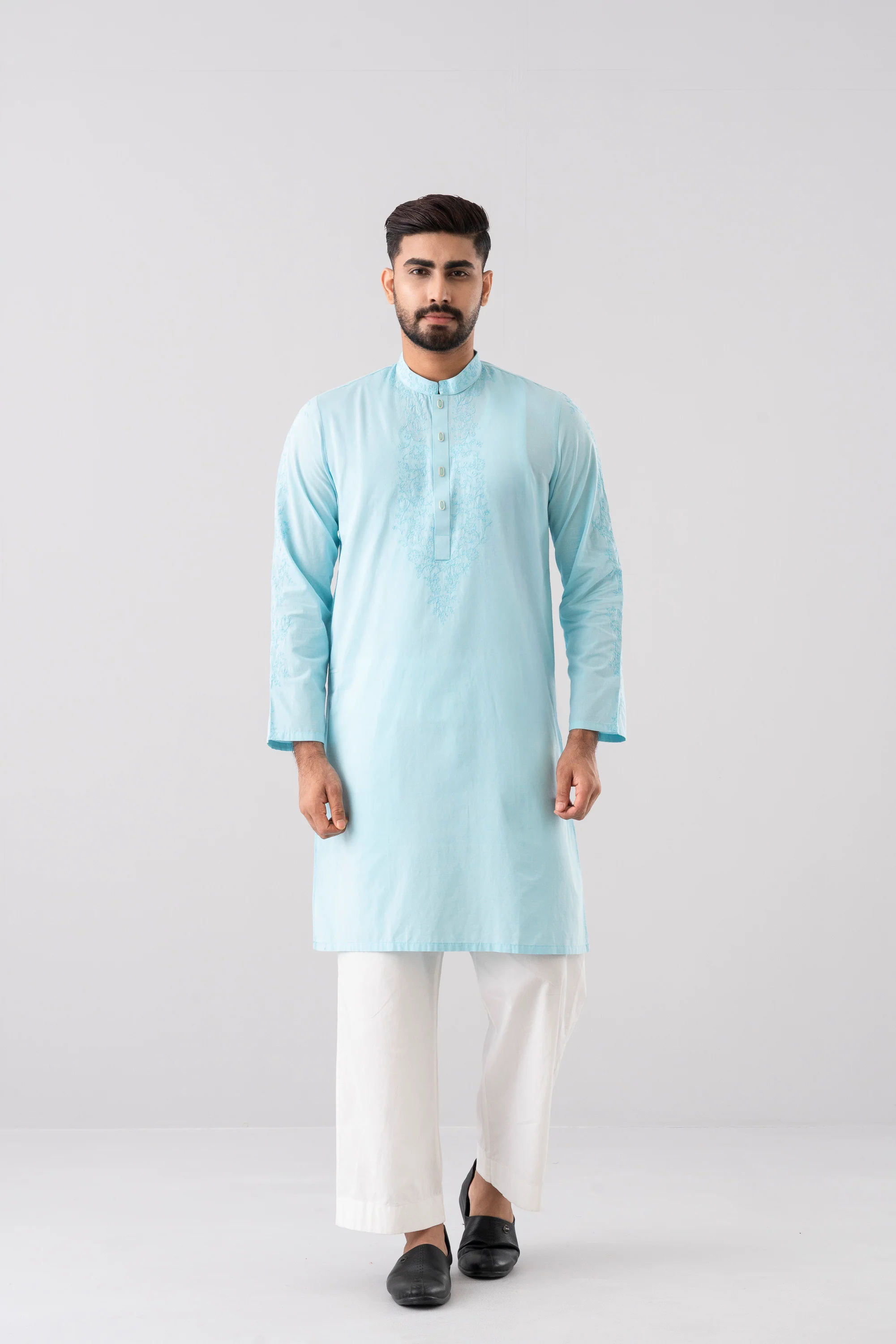 Regular Fit Embroidered Semi-Formal Panjabi - Image 7