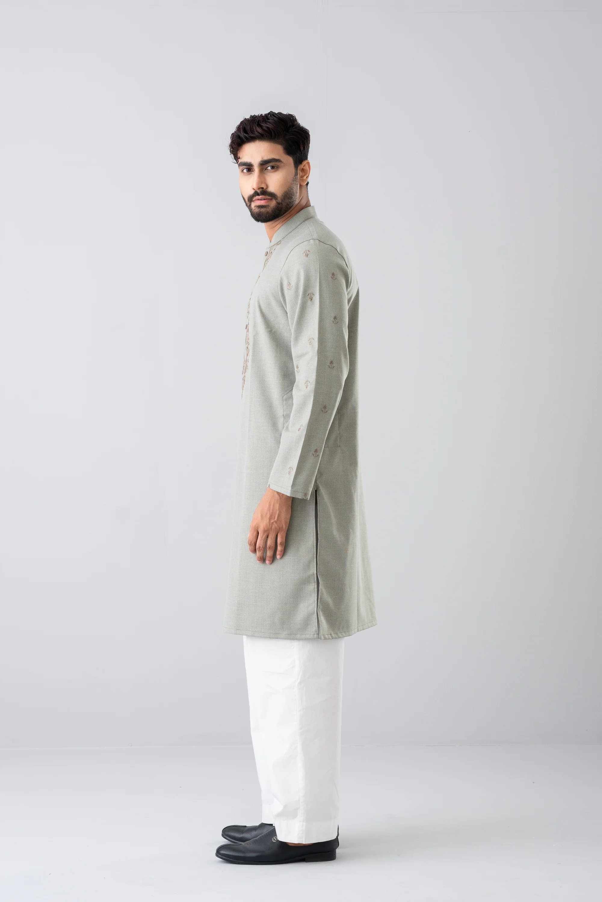 Regular Fit Embroidered Semi-Formal Panjabi - Image 3
