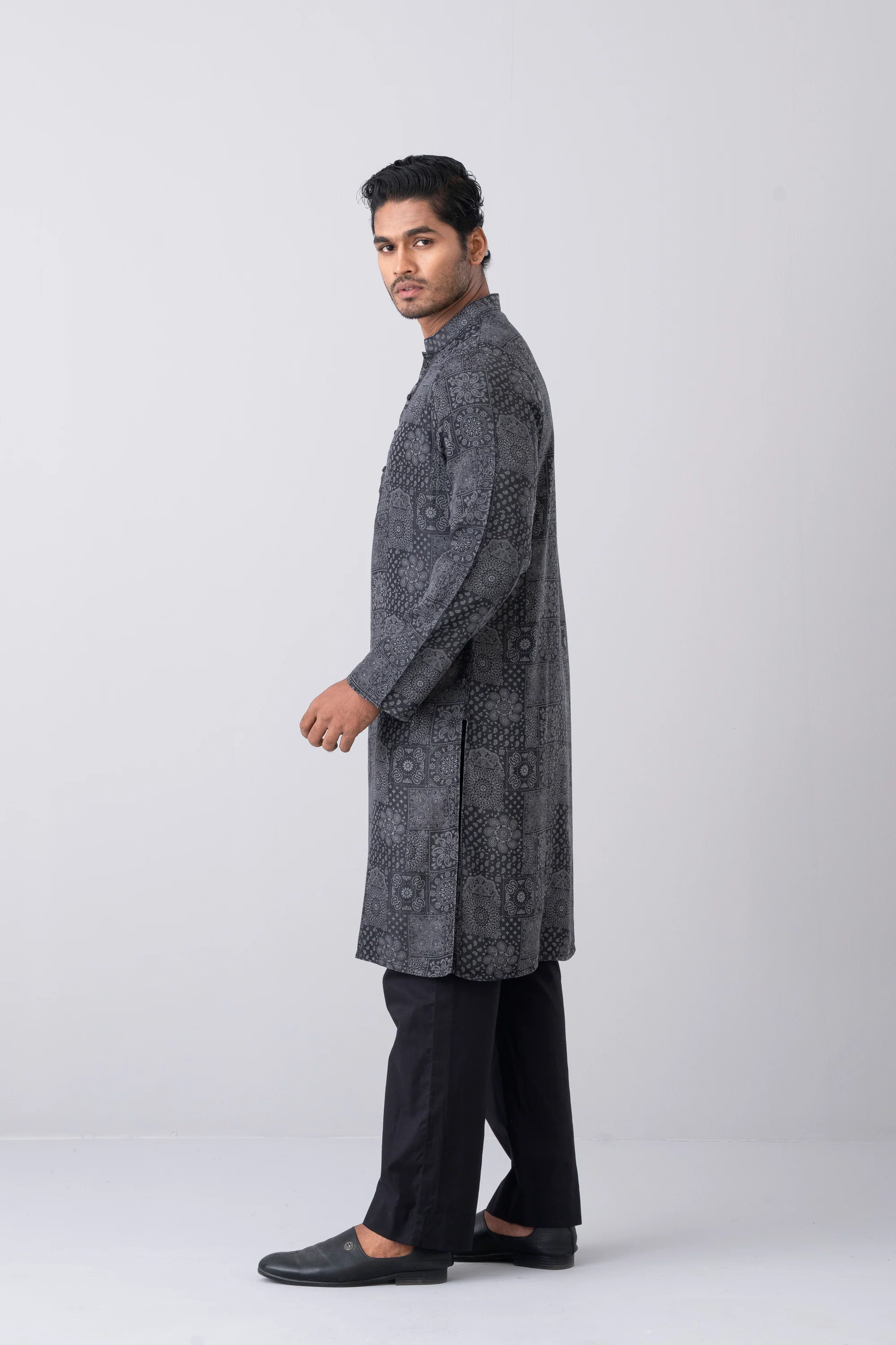 Regular Fit Printed Tencel Panjabi - Image 2