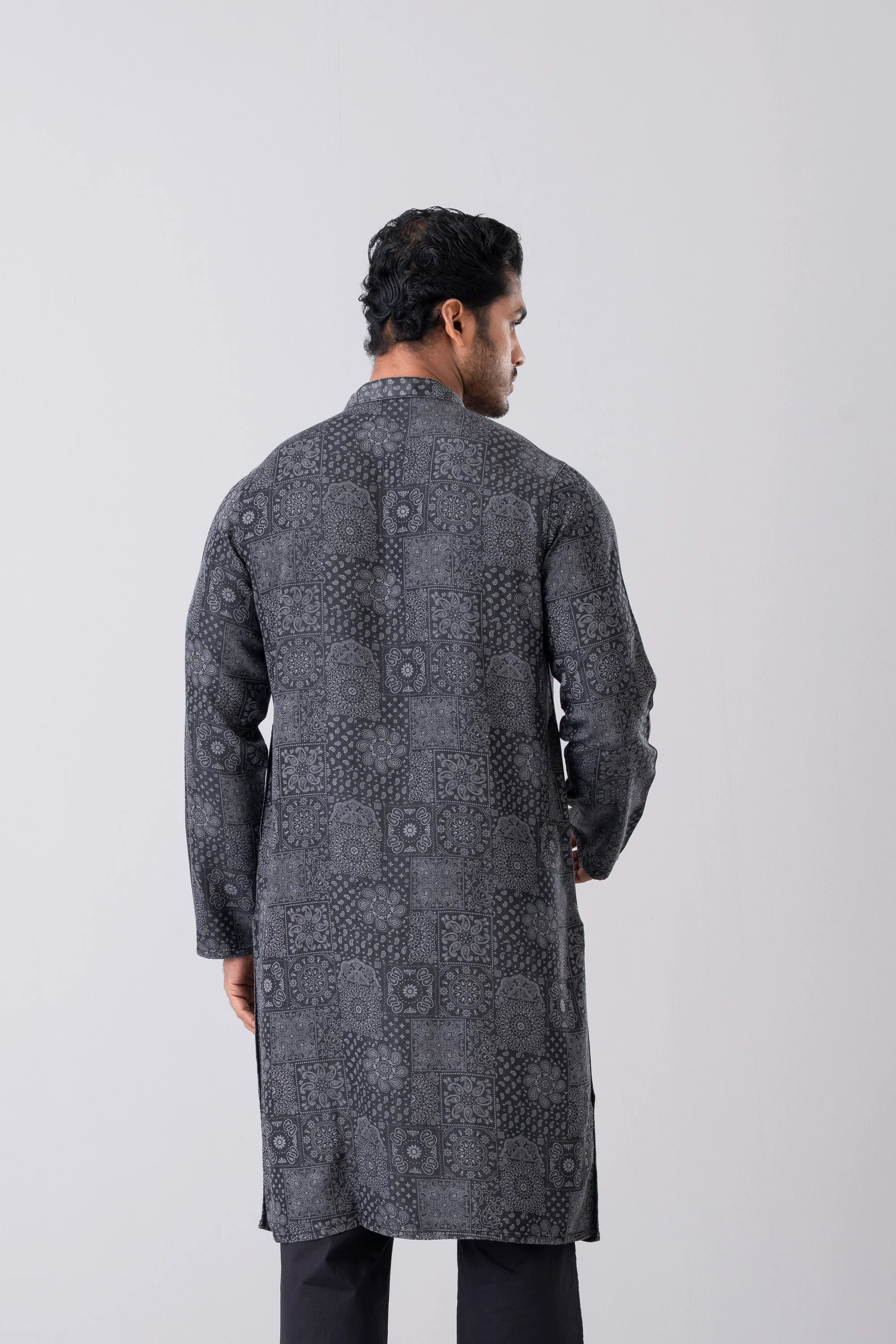 Regular Fit Printed Tencel Panjabi - Image 3