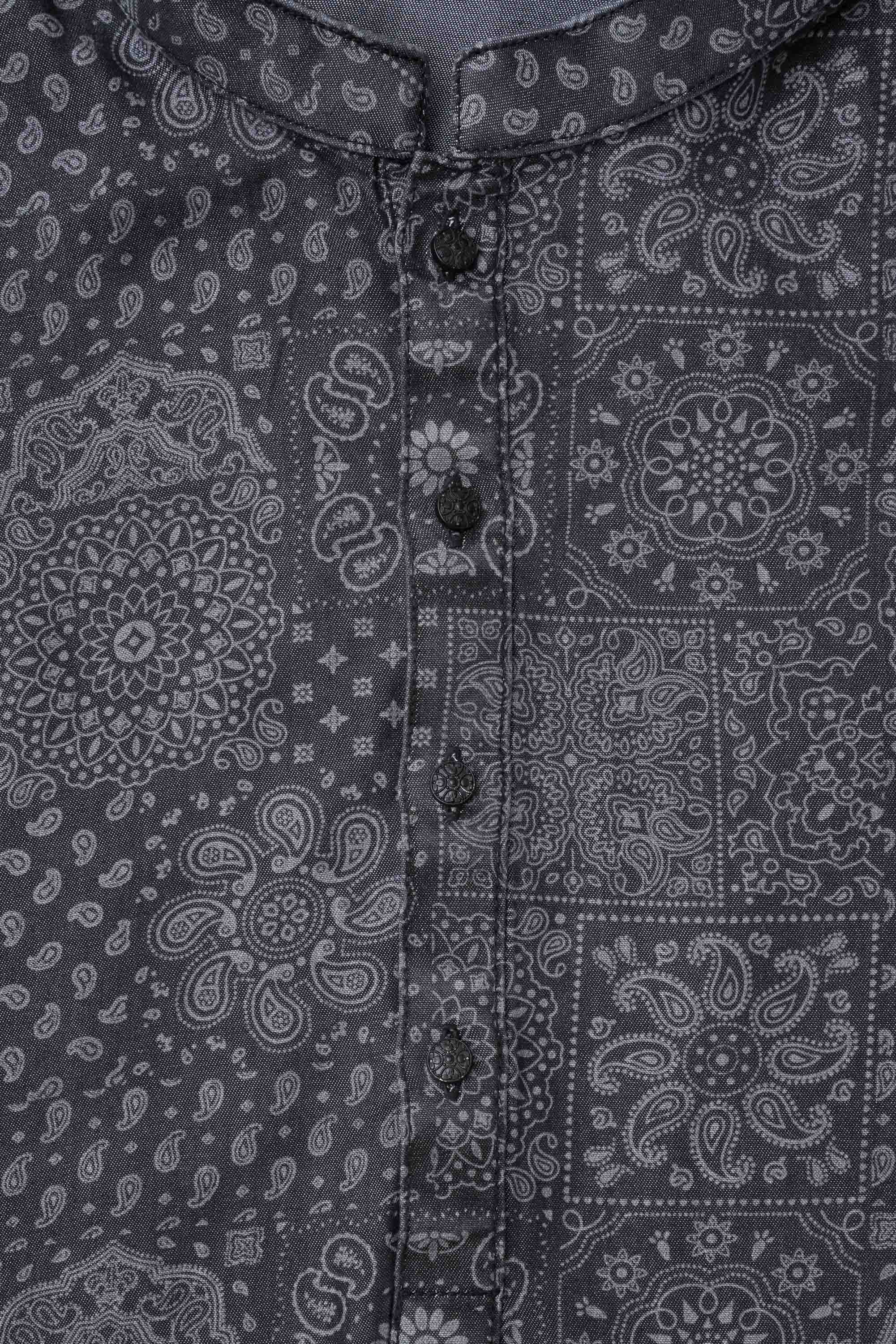 Regular Fit Printed Tencel Panjabi - Image 5