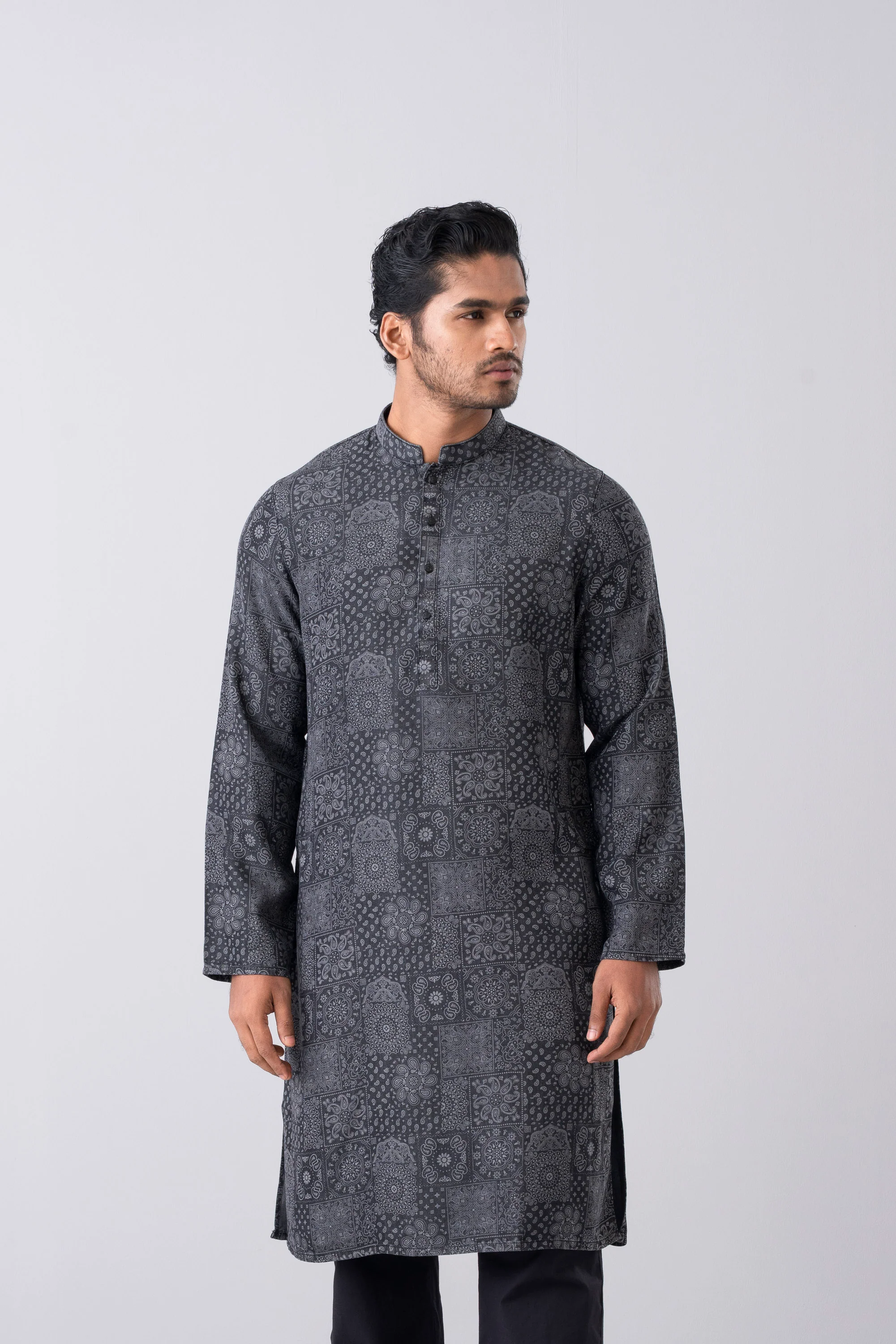Regular Fit Printed Tencel Panjabi - Image 6