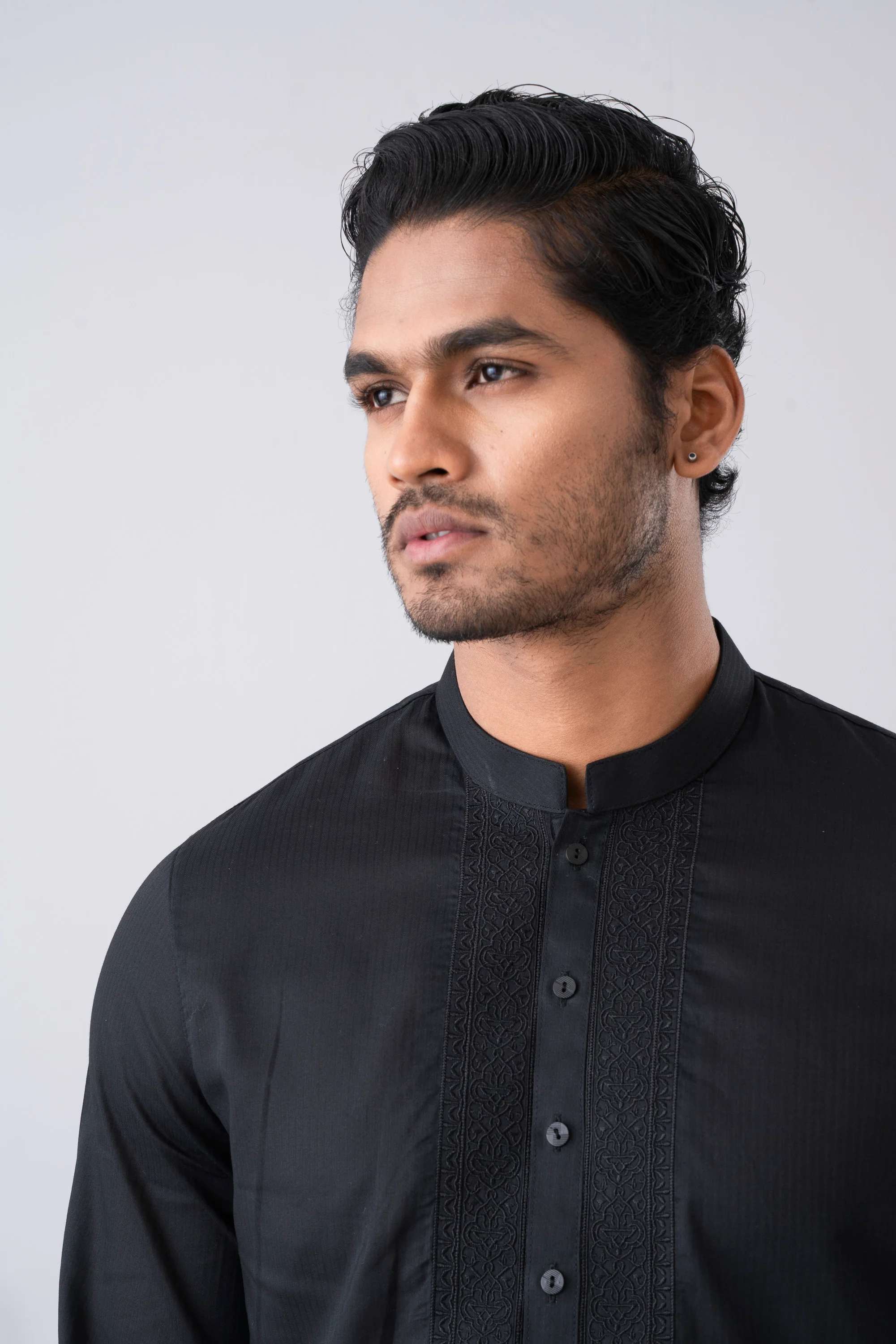 Regular Fit Embroidered Semi-Formal Panjabi - Image 5