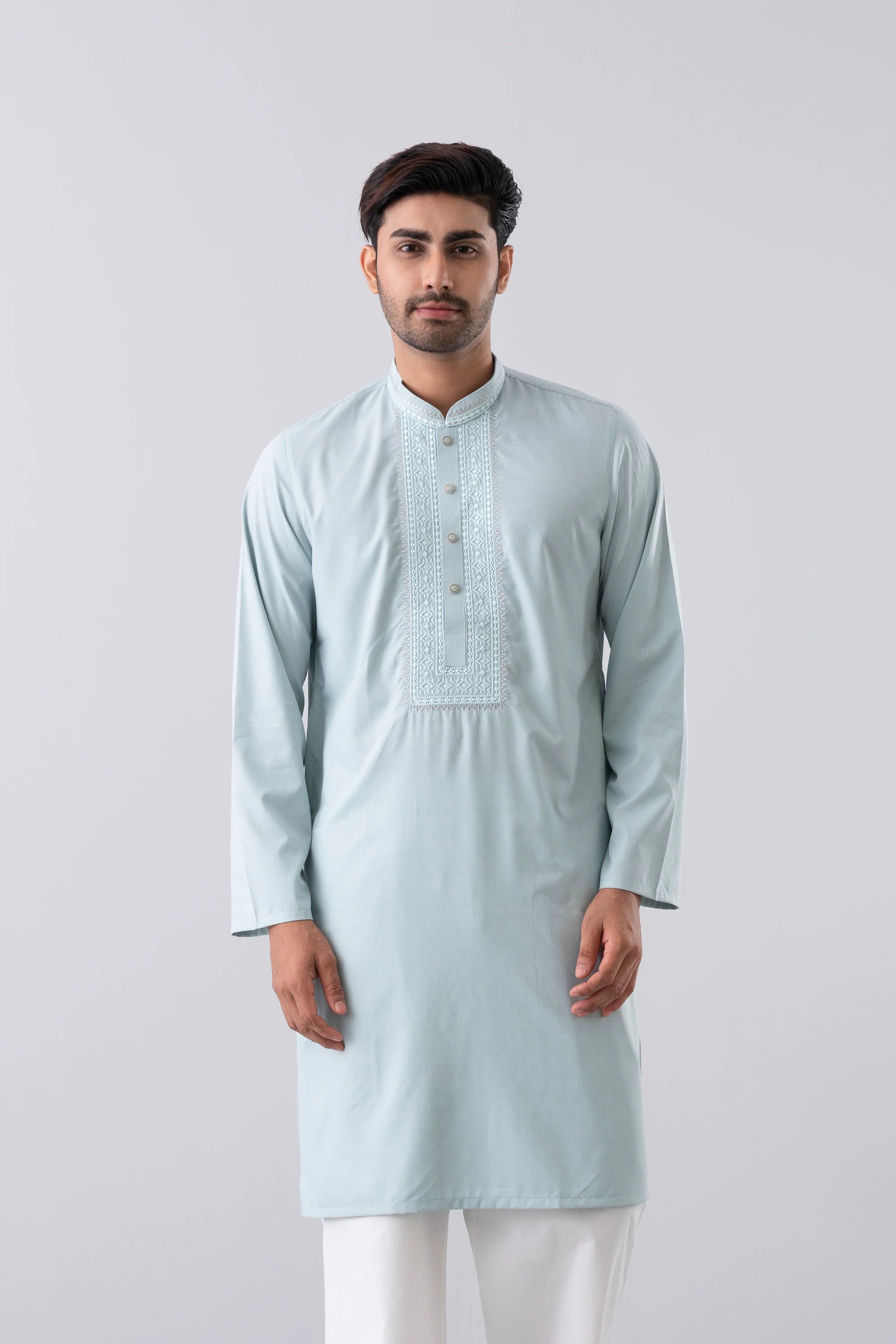Regular Fit Embroidered Formal Panjabi - Image 8
