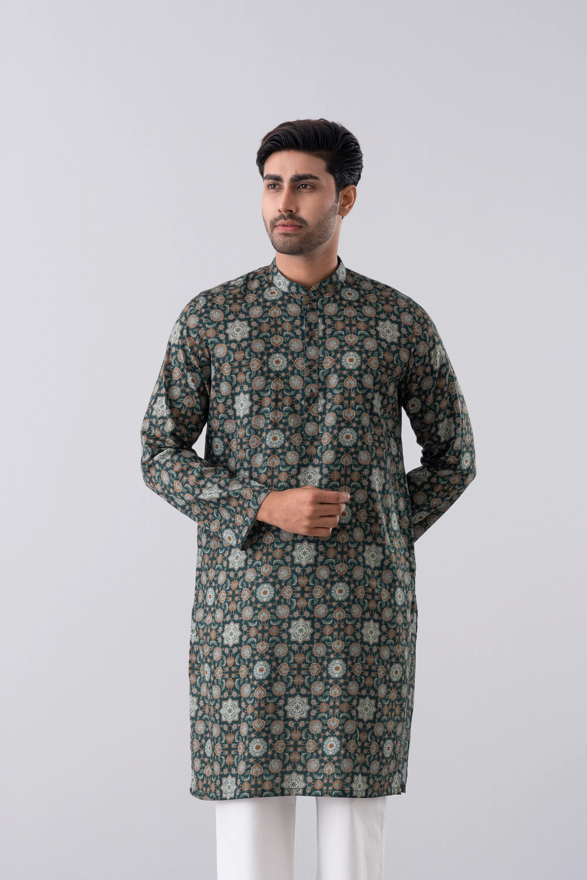 Regular Fit Printed Cotton Panjabi - Image 2