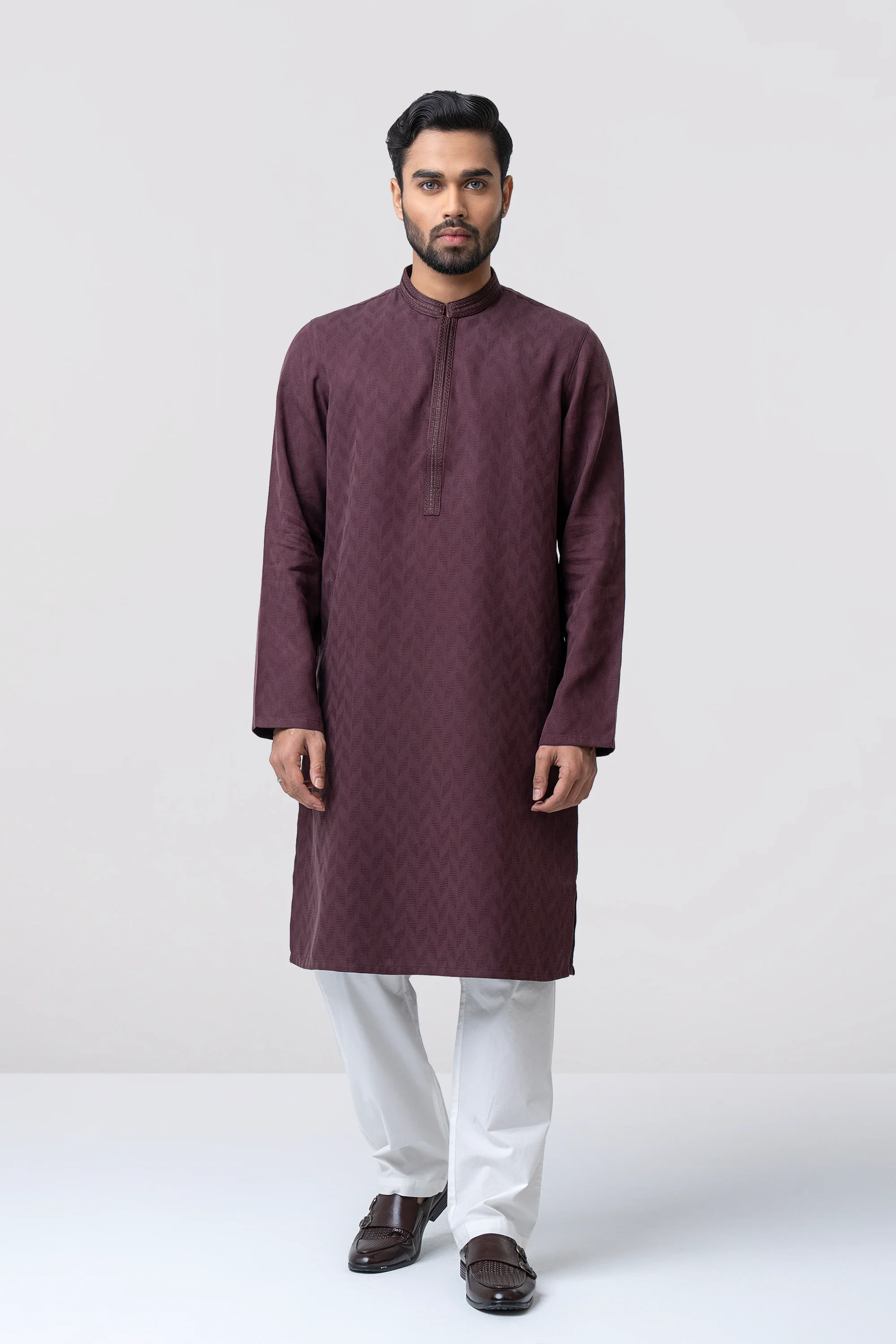 Regular Fit Embroidered Semi-Formal Panjabi - Image 3