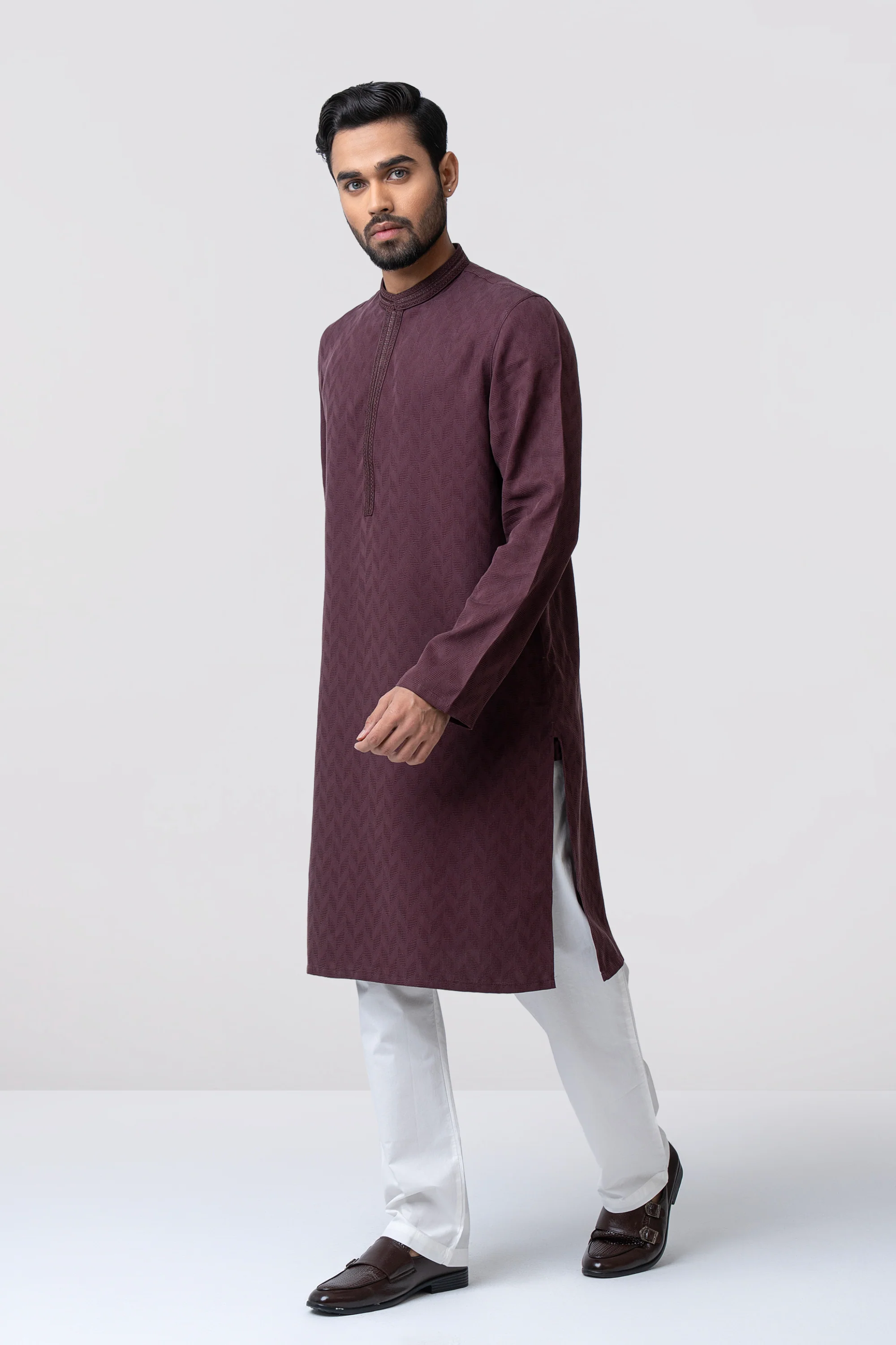 Regular Fit Embroidered Semi-Formal Panjabi - Image 4