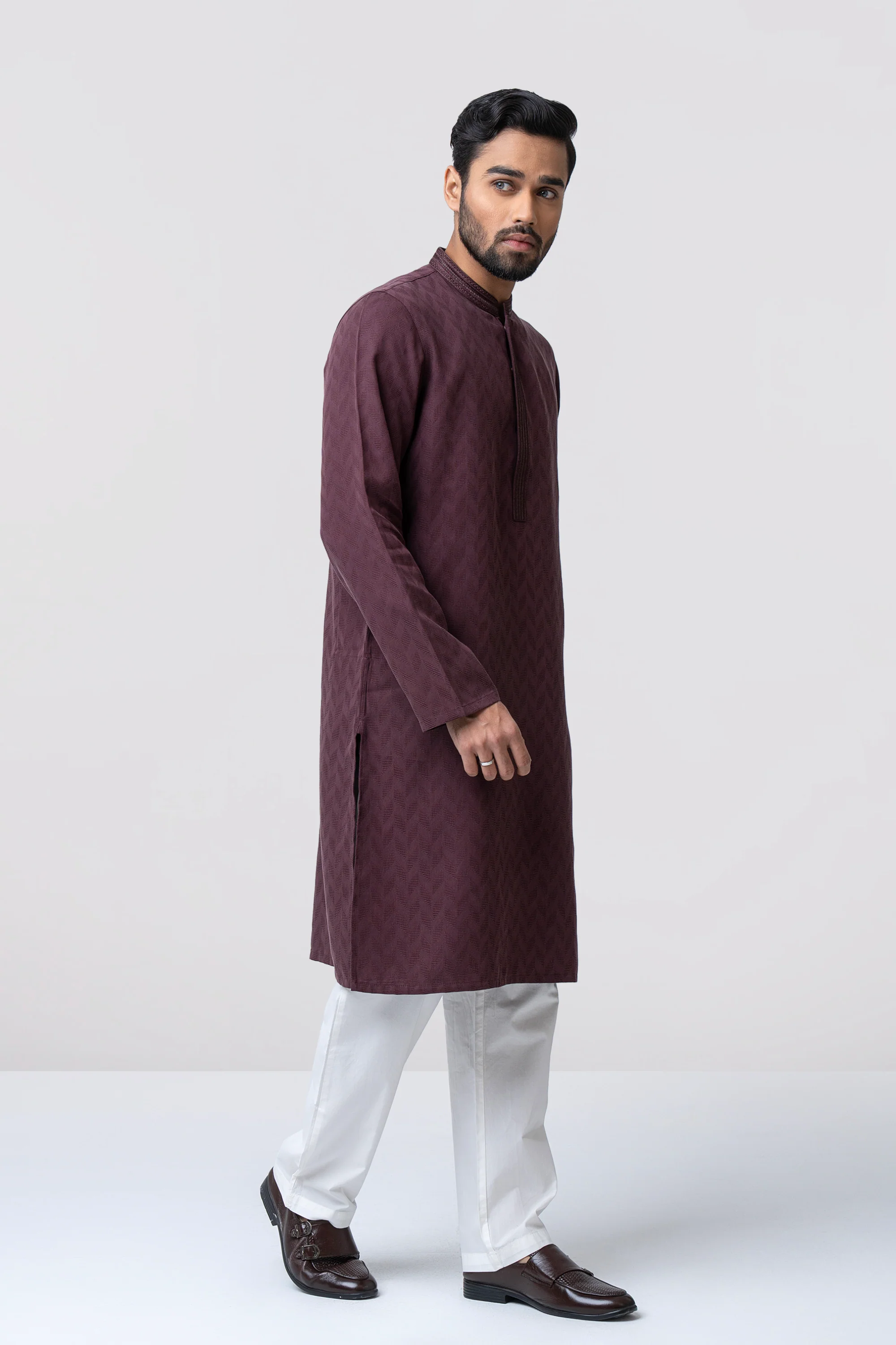 Regular Fit Embroidered Semi-Formal Panjabi - Image 5