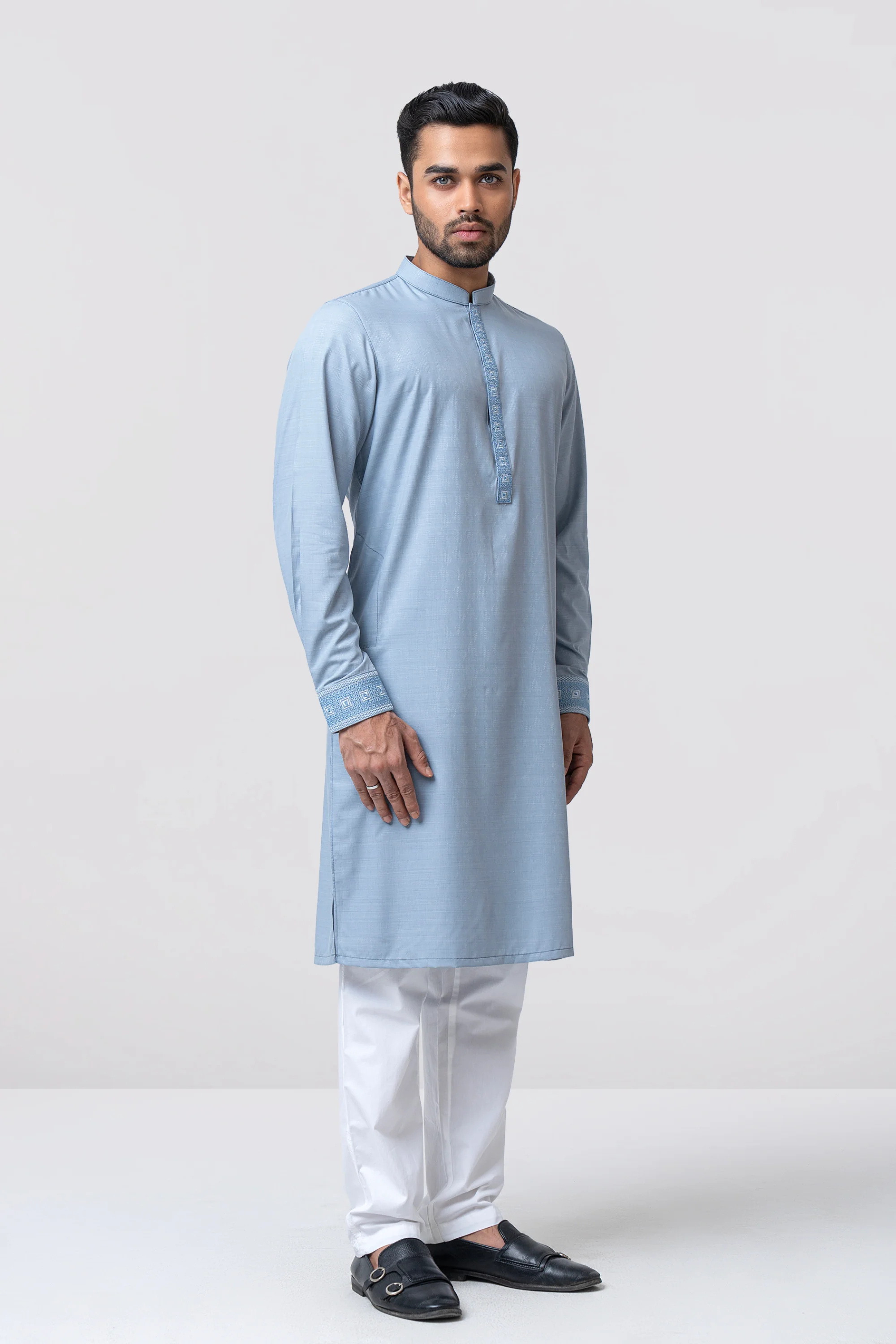 Regular Fit Embroidered Formal Panjabi - Image 6