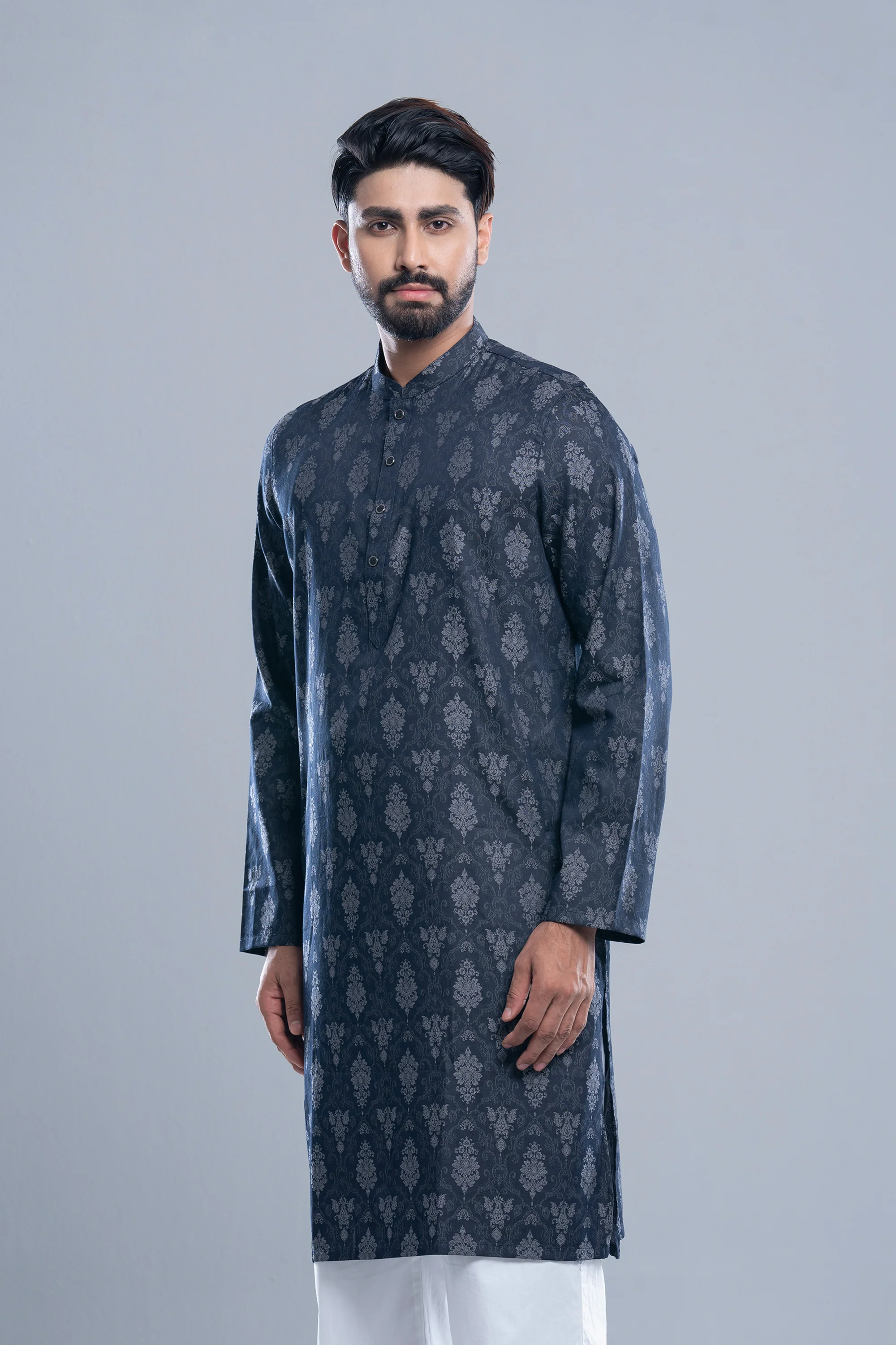 Regular Fit Jacquard Semi-Formal Panjabi - Image 2