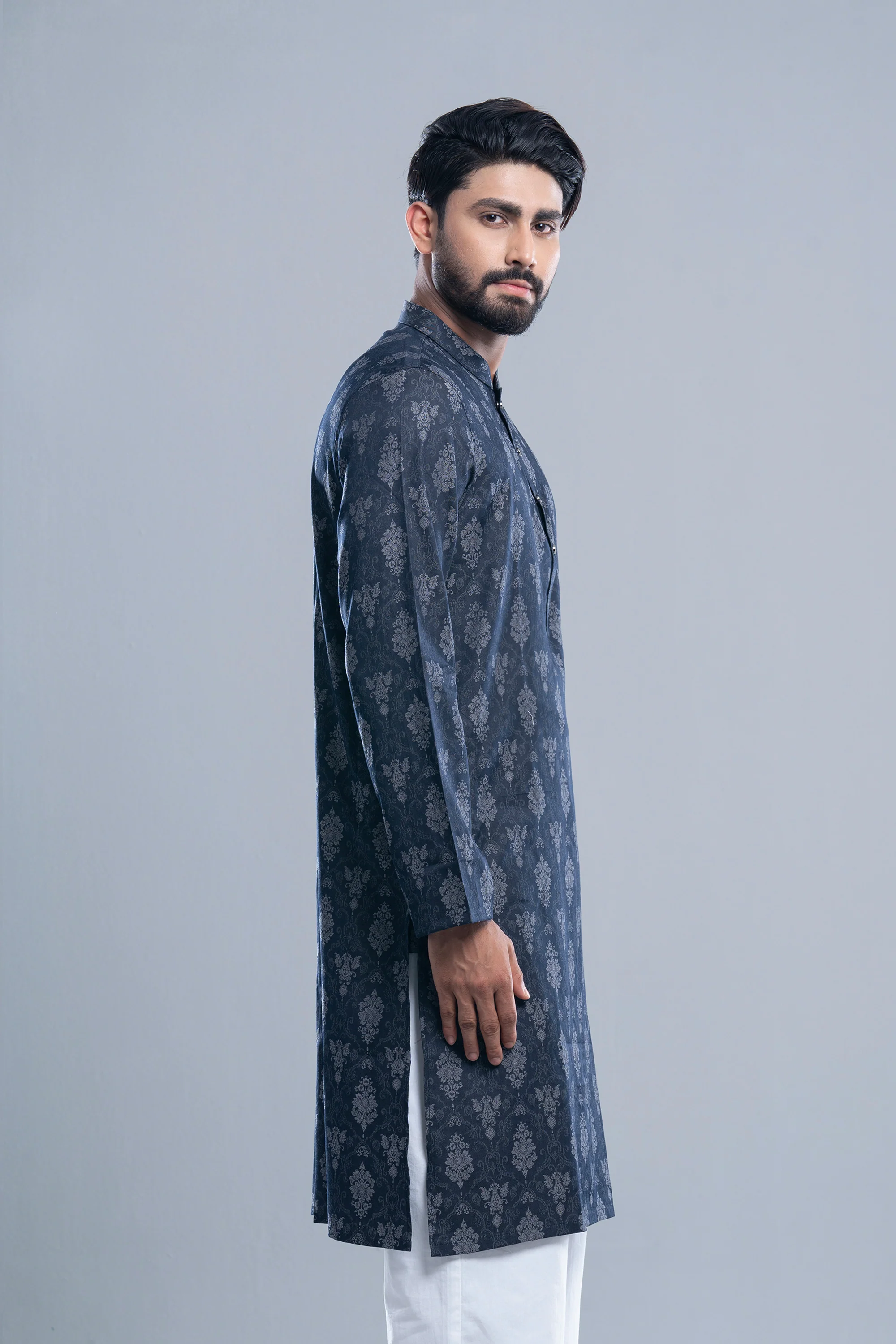 Regular Fit Jacquard Semi-Formal Panjabi - Image 3