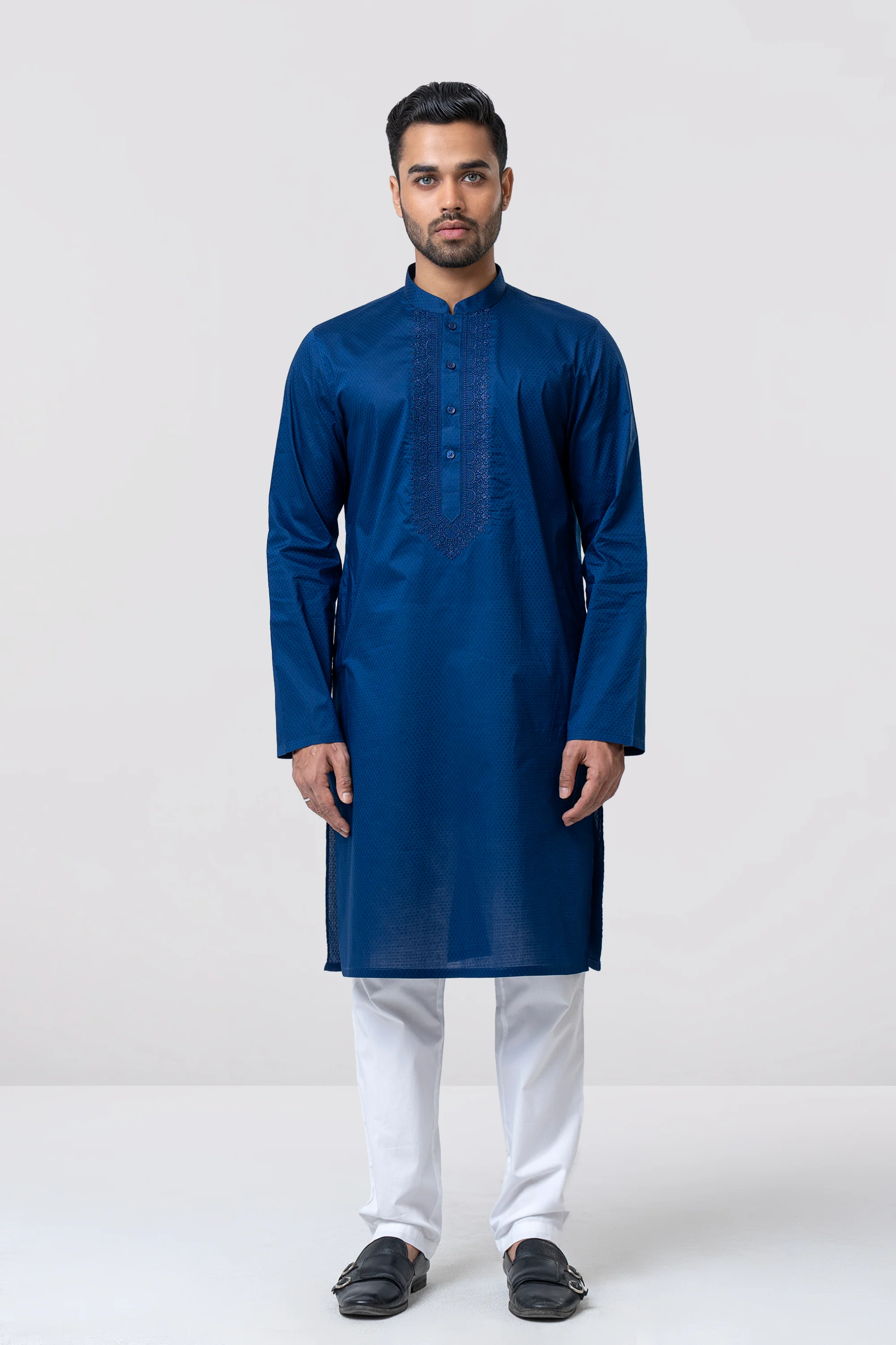 Regular Fit Embroidered Semi-Formal Panjabi - Image 4