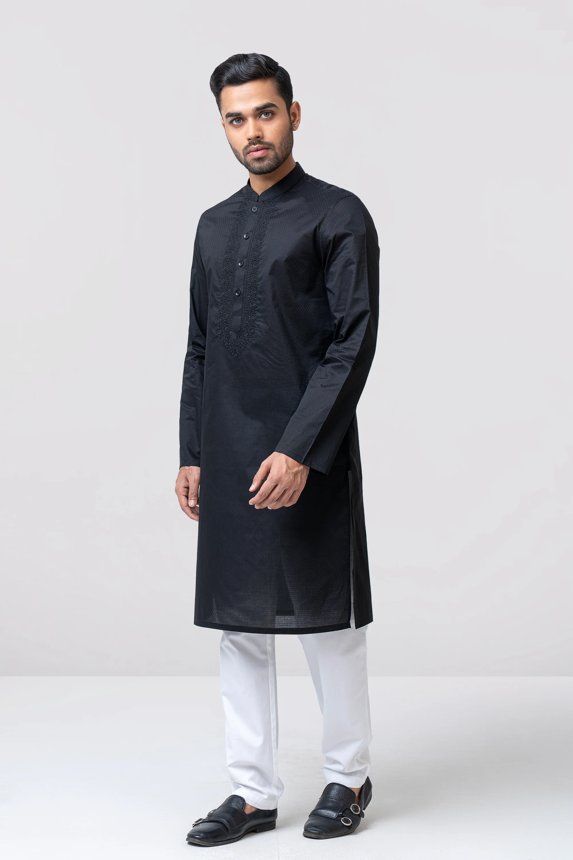 Regular Fit Embroidered Semi-Formal Panjabi - Image 7