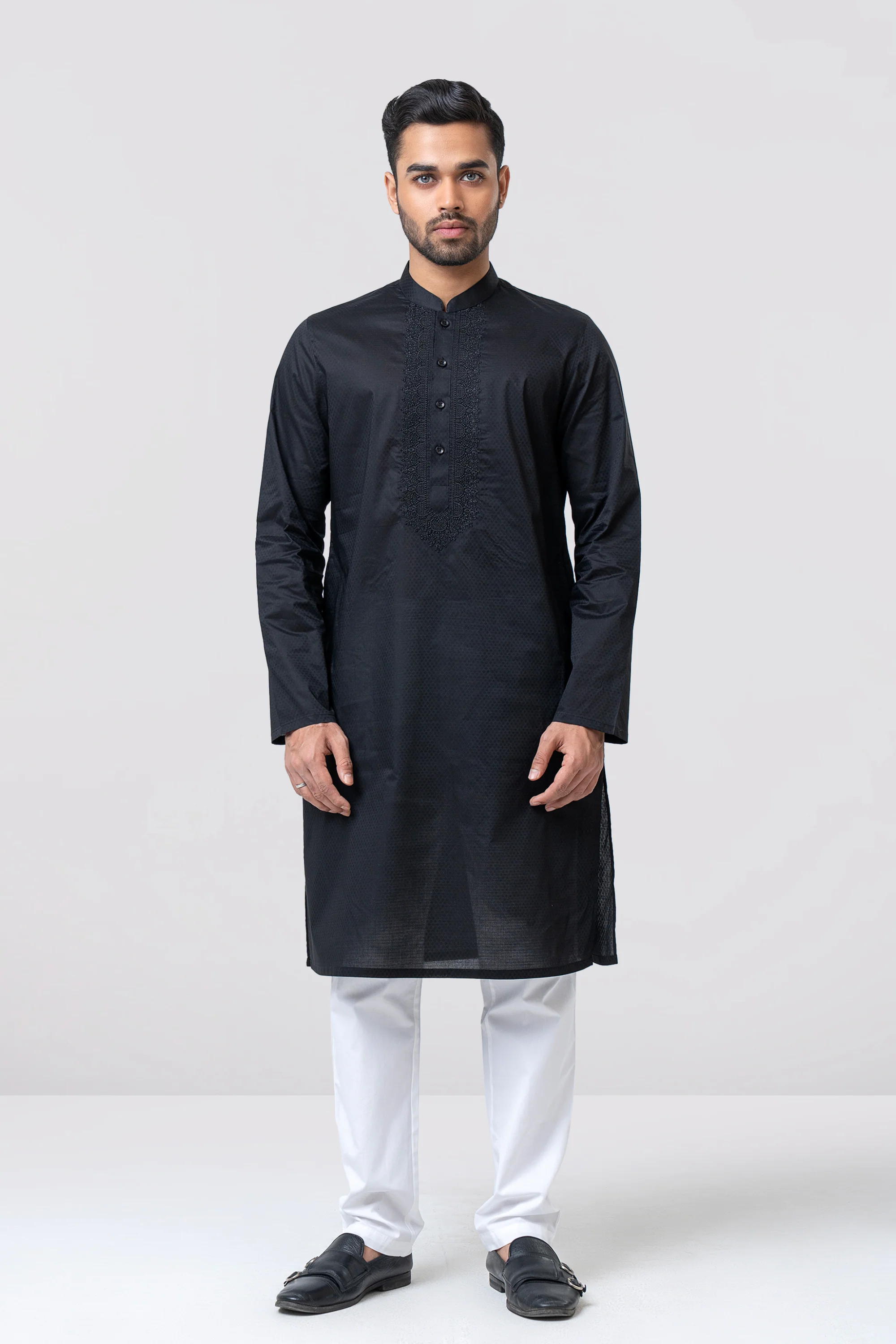 Regular Fit Embroidered Semi-Formal Panjabi - Image 8