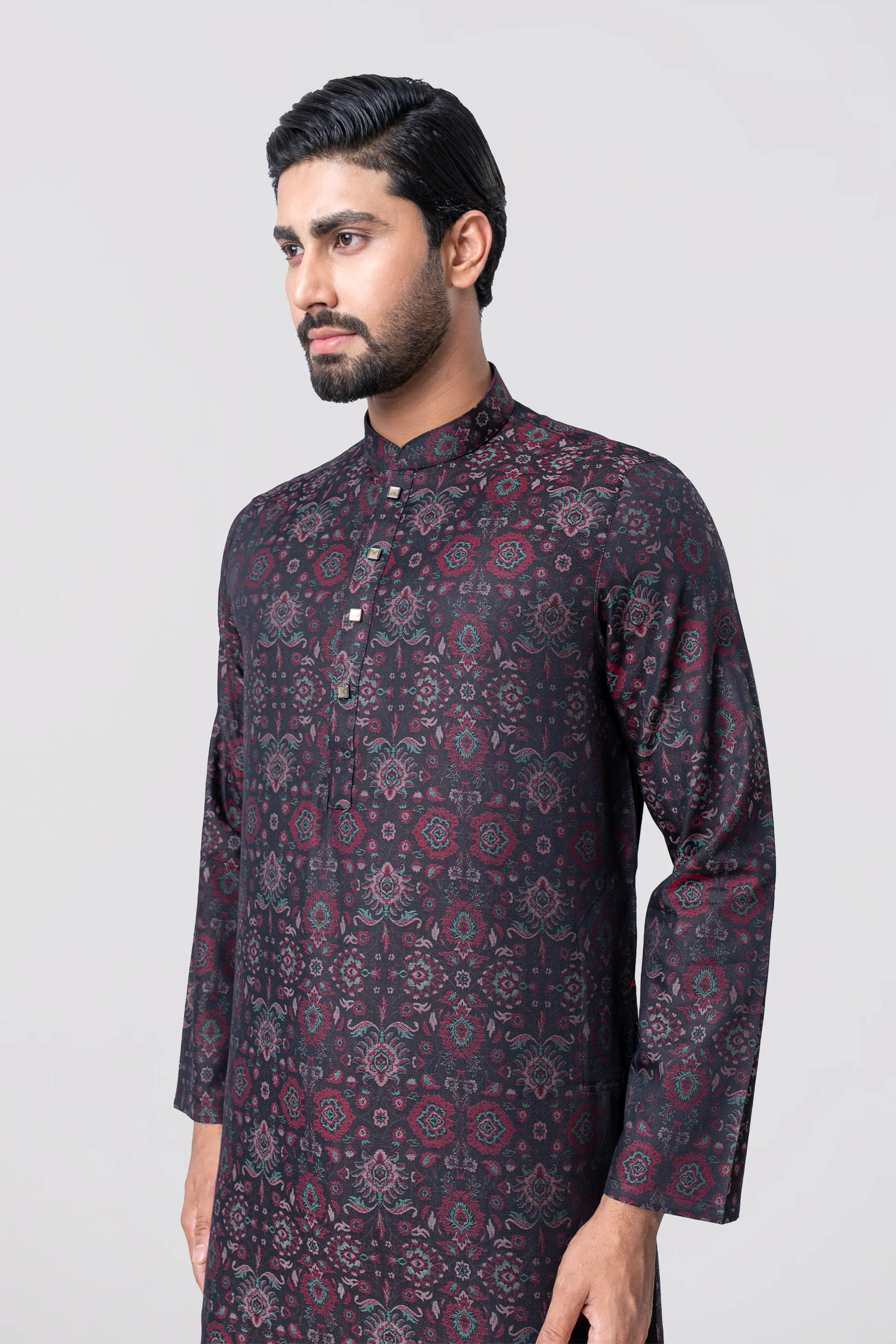 Regular Fit Jacquard Cotton Semi-Formal Panjabi - Image 2