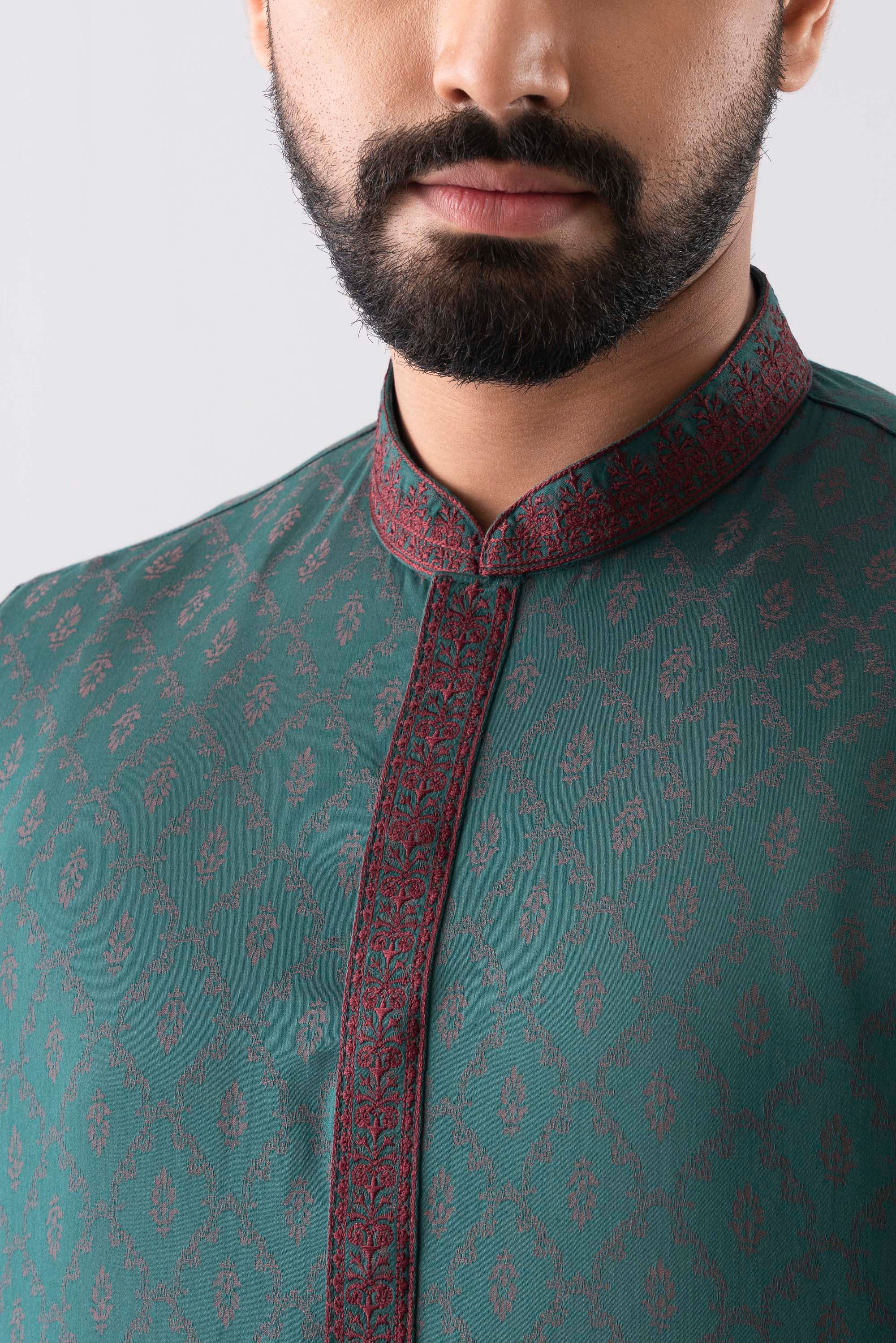 Regular Fit Embroidered Semi-Formal Panjabi - Image 5