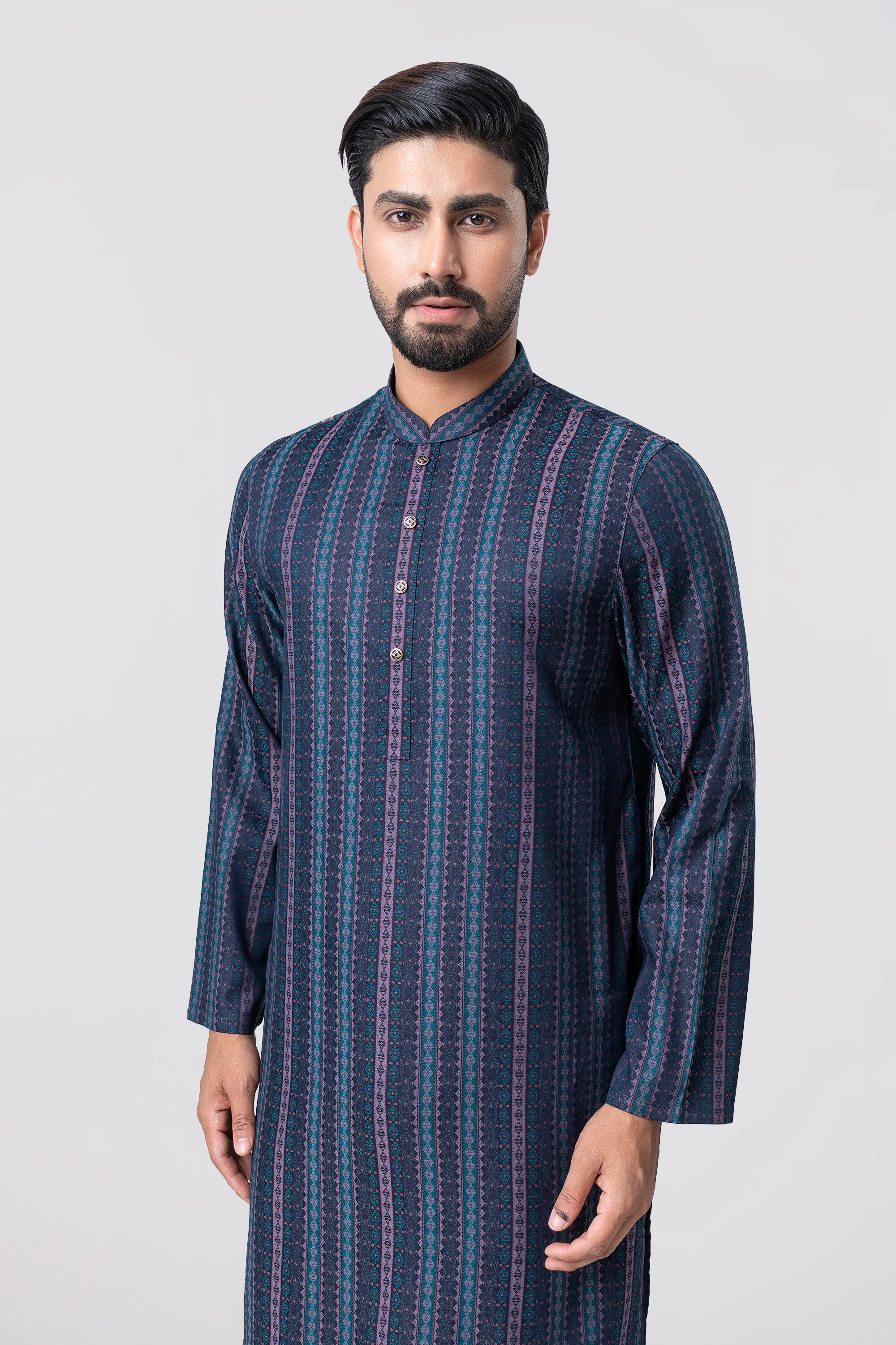 Regular Fit Jacquard Cotton Semi-Formal Panjabi - Image 2