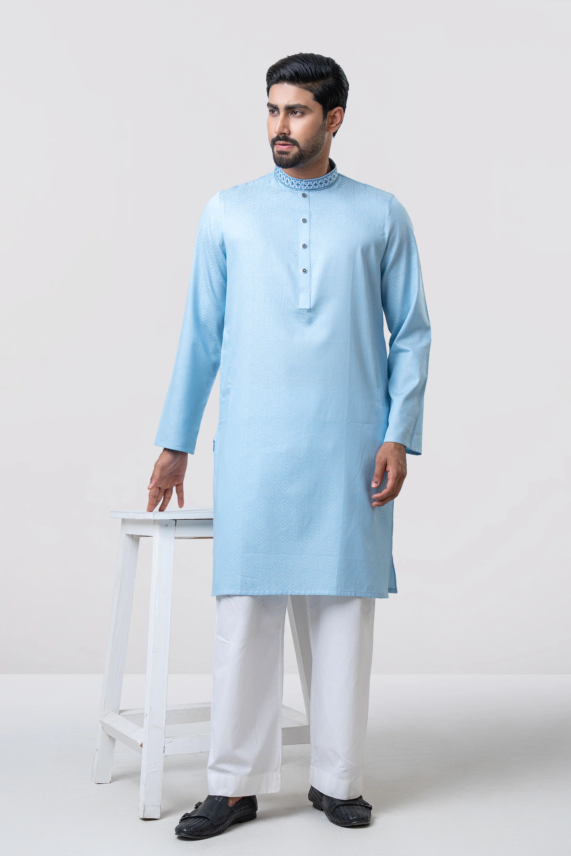 Regular Fit Embroidered Semi-Formal Panjabi - Image 13