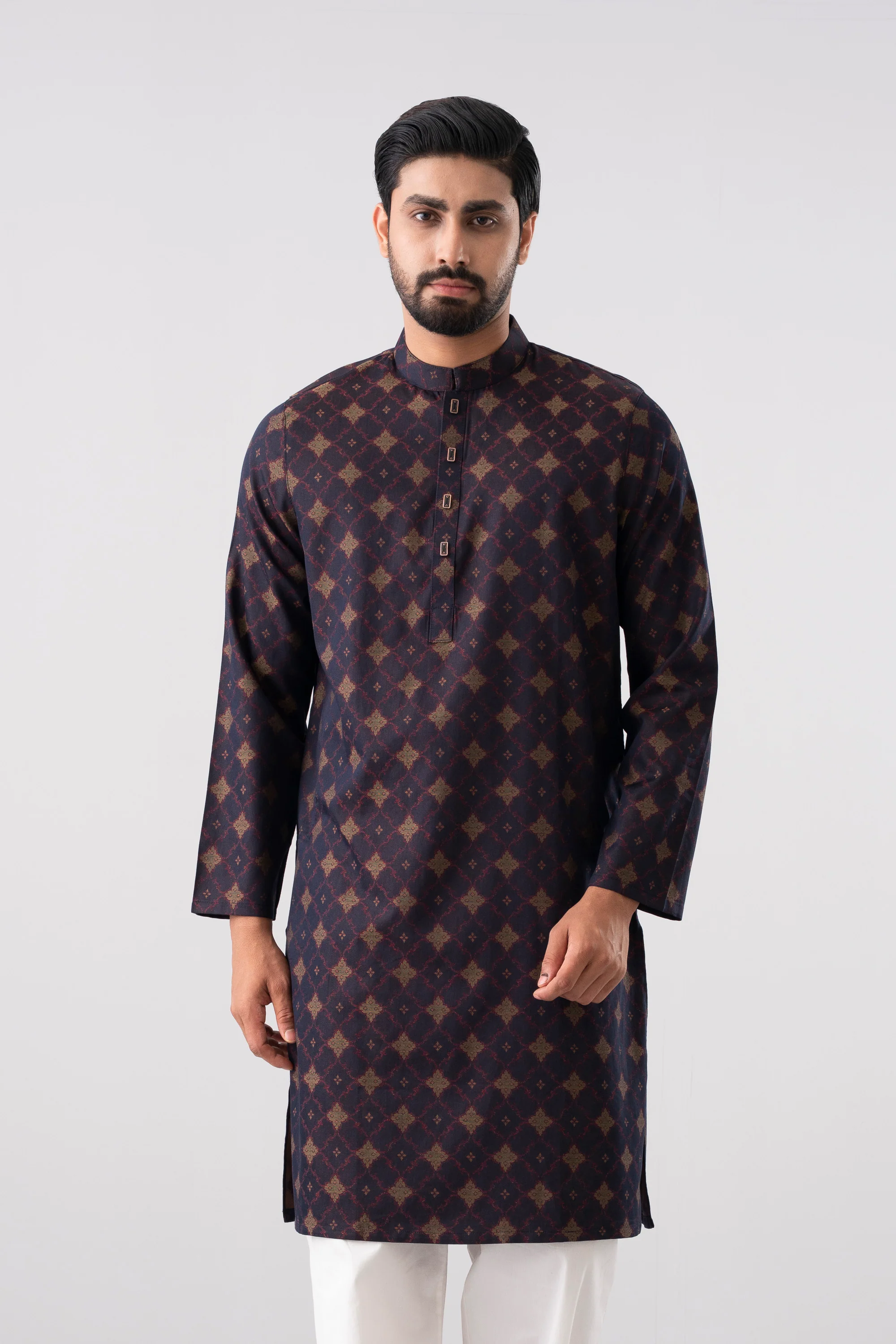 Regular Fit Jacquard Cotton Semi-Formal Panjabi - Image 2