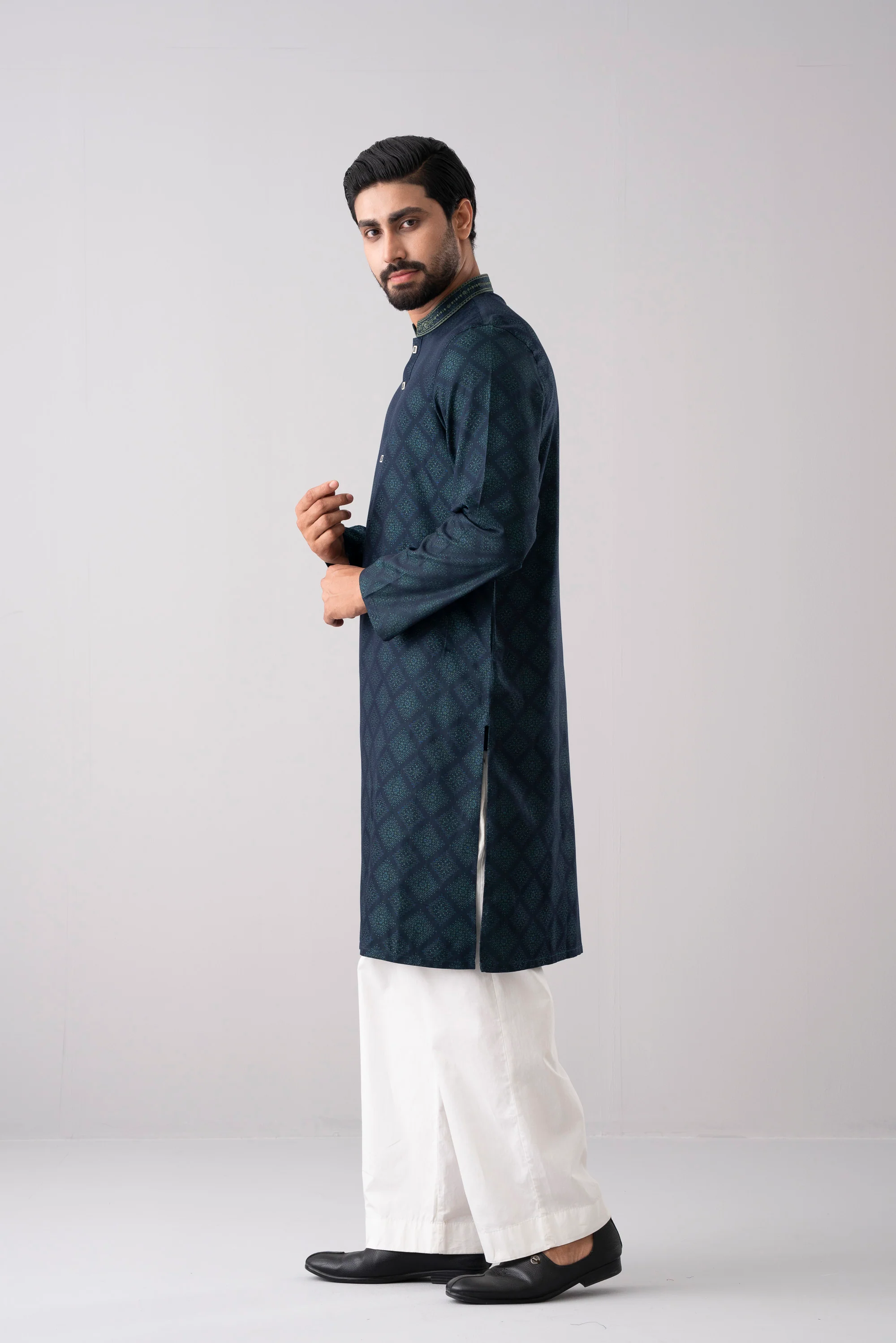 Regular Fit Embroidered Semi-Formal Panjabi - Image 16