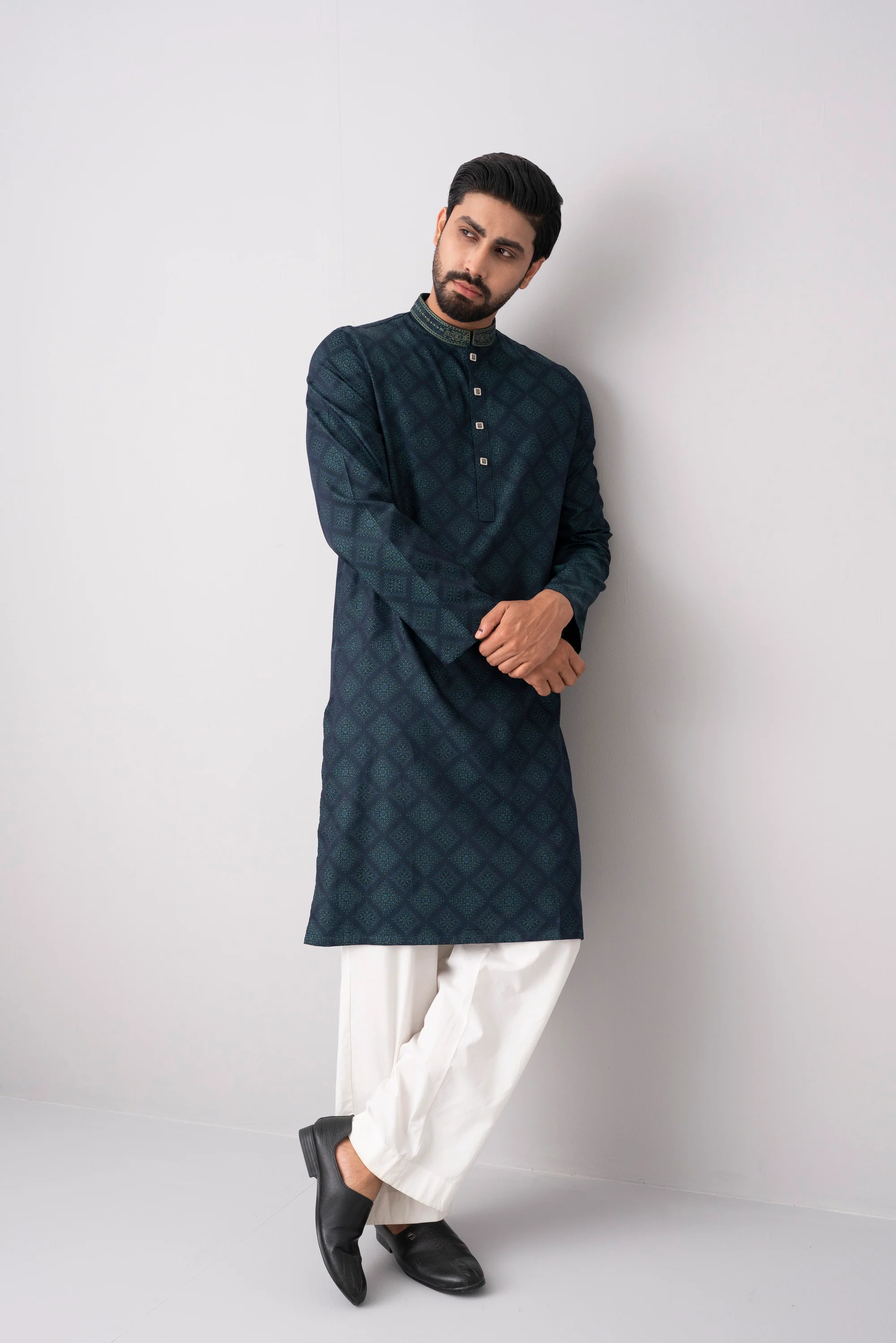 Regular Fit Embroidered Semi-Formal Panjabi - Image 17