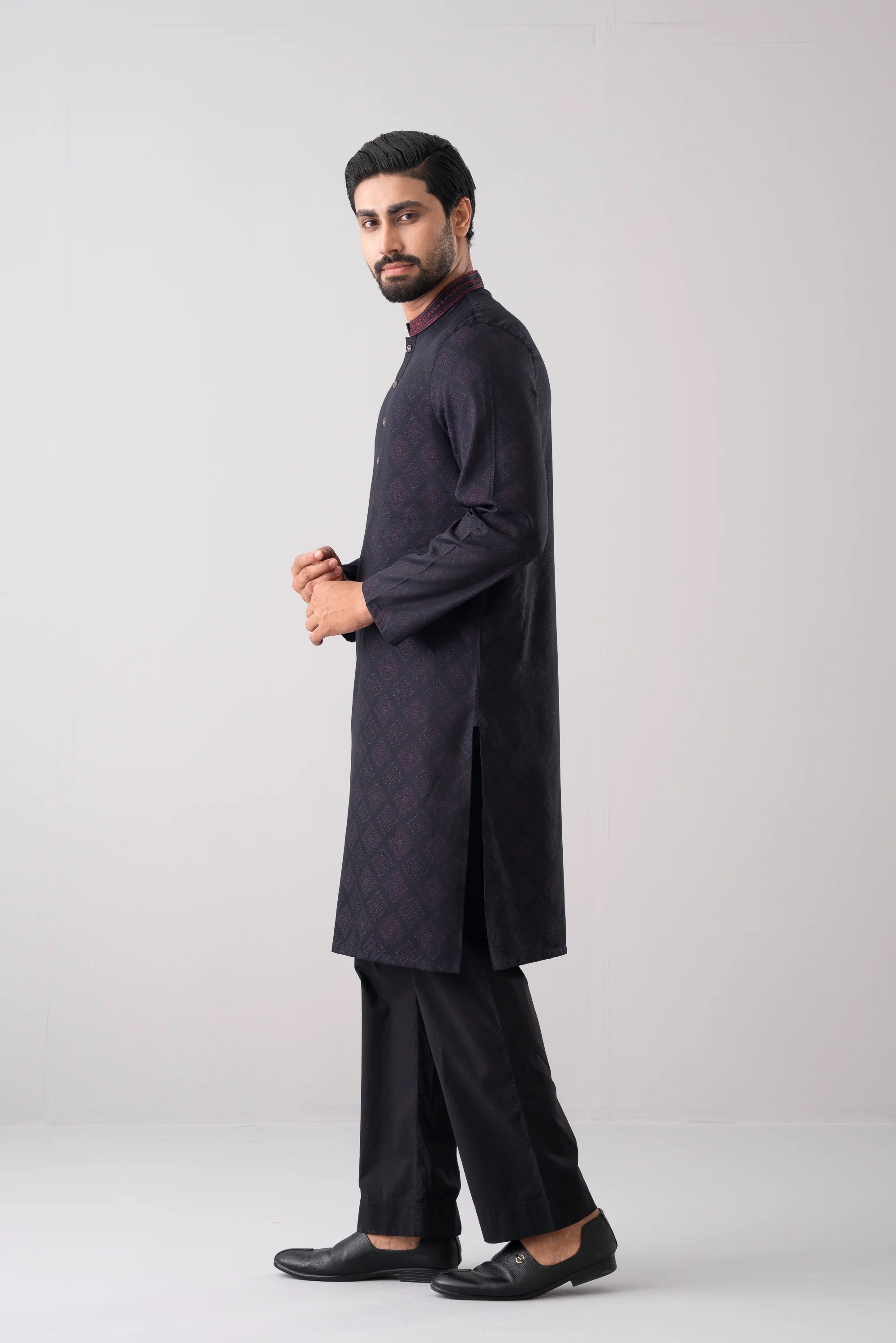 Regular Fit Embroidered Semi-Formal Panjabi - Image 3
