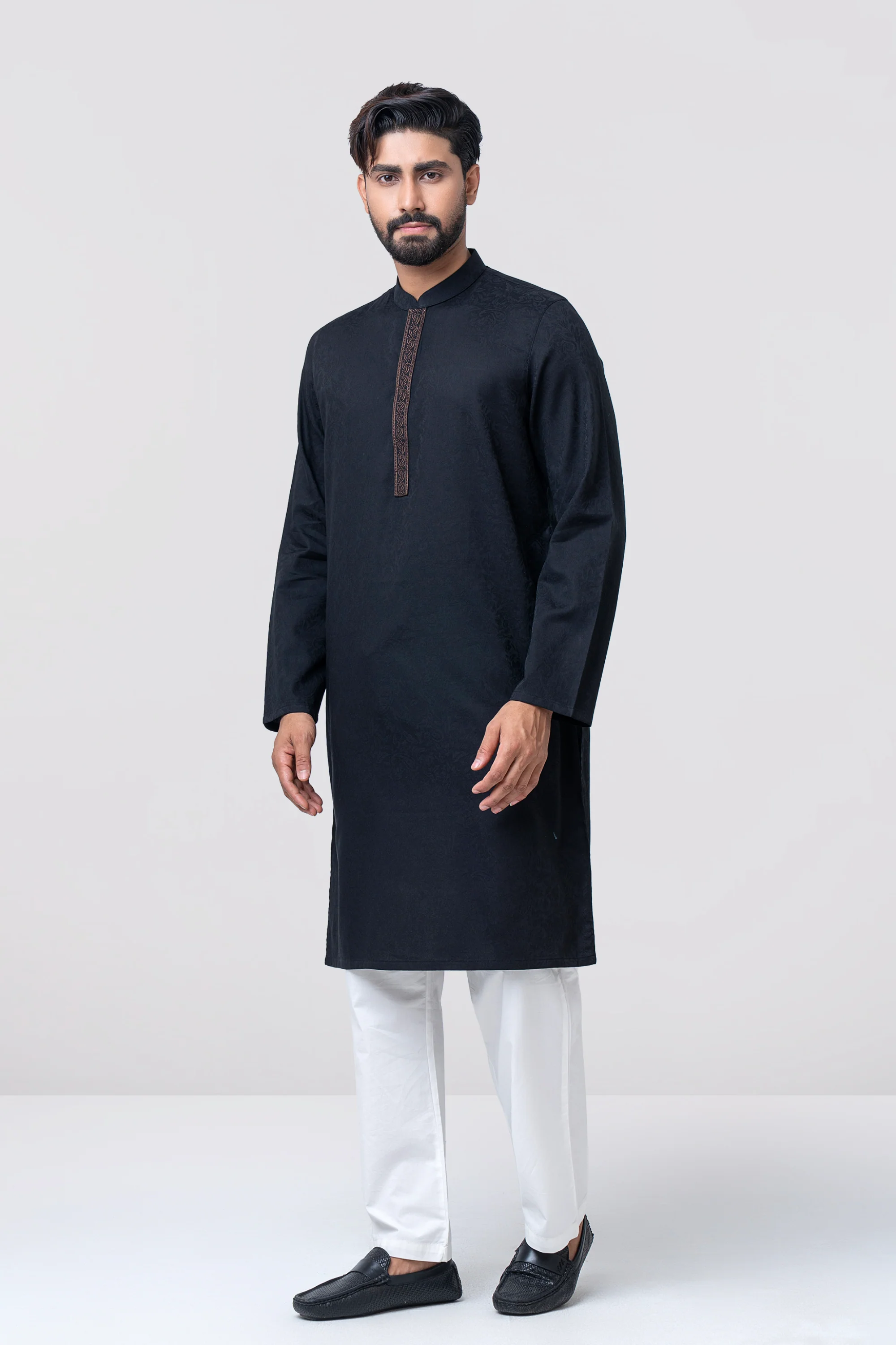 Regular Fit Embroidered Semi-Formal Panjabi - Image 3