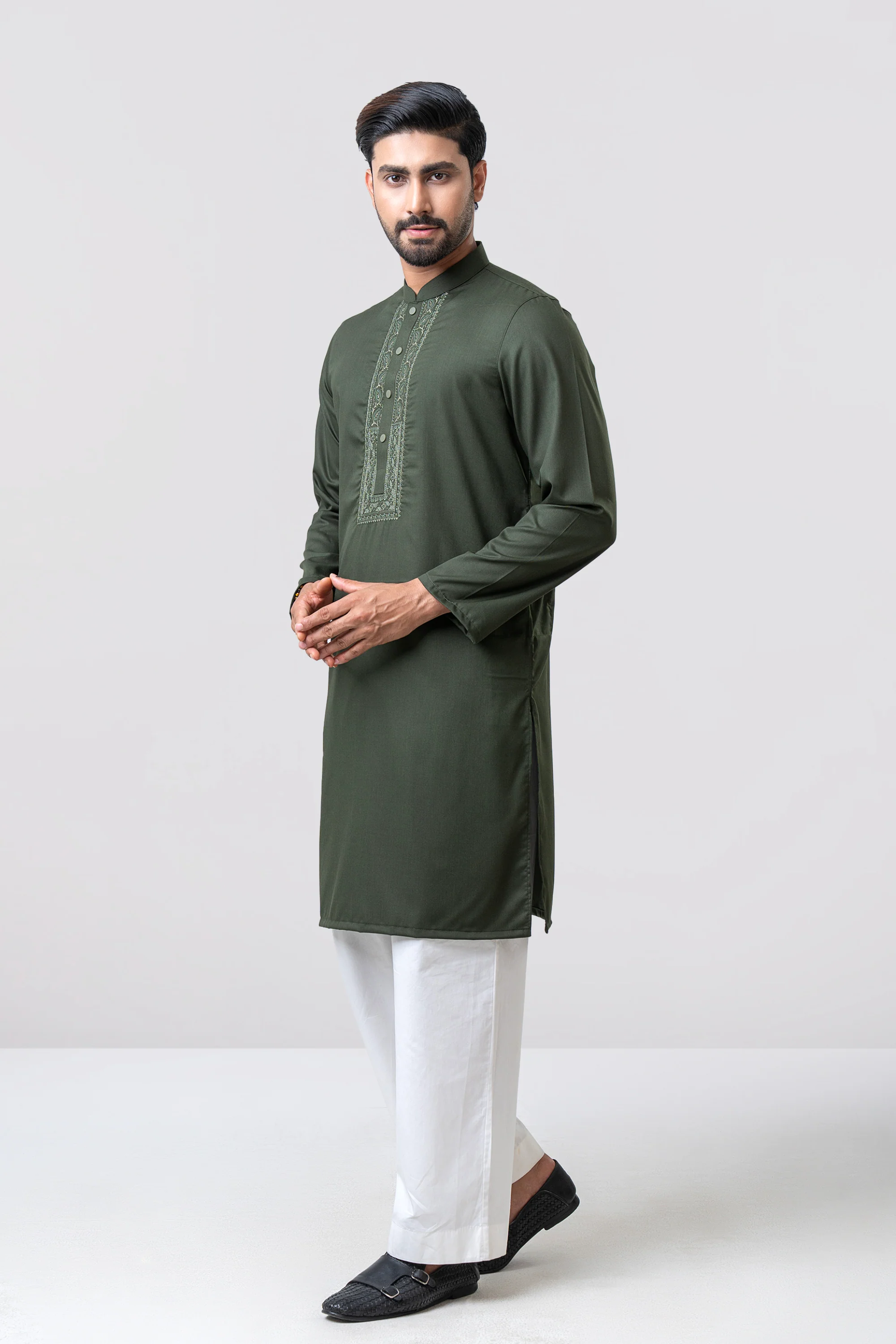 Regular Fit Embroidered Semi-Formal Panjabi - Image 3
