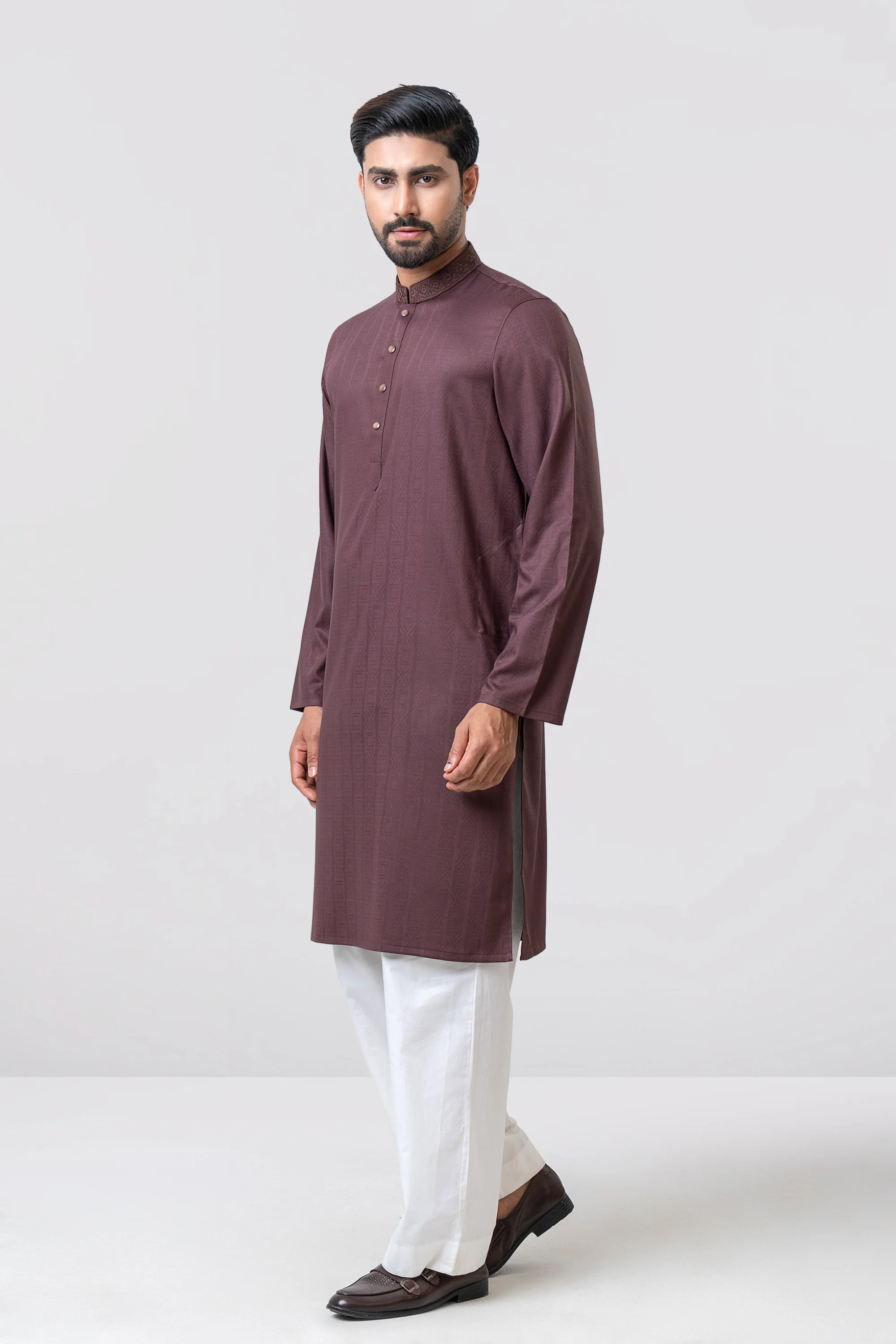 Regular Fit Embroidered Semi-Formal Panjabi - Image 3