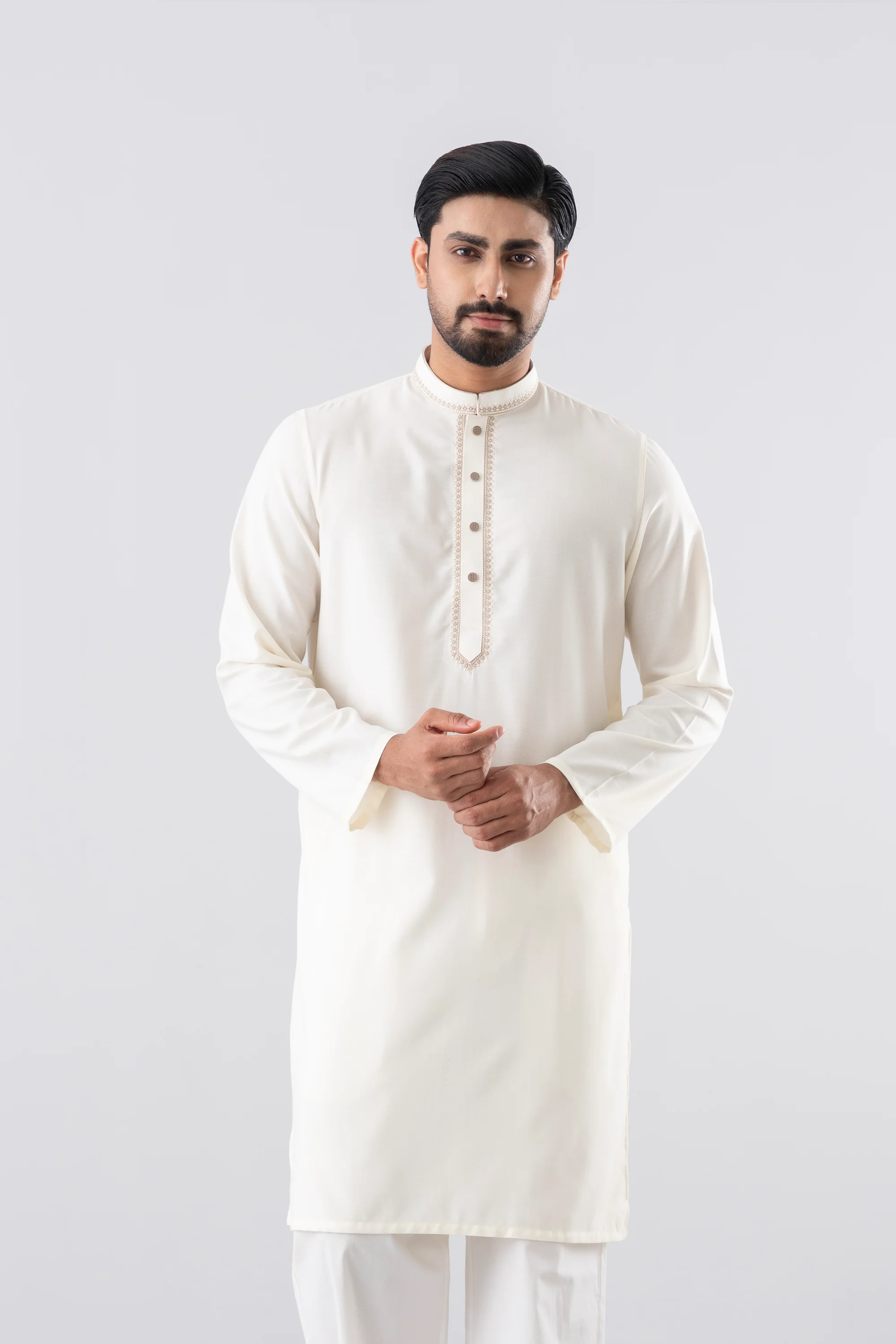 Regular Fit Embroidered Semi-Formal Panjabi - Image 2