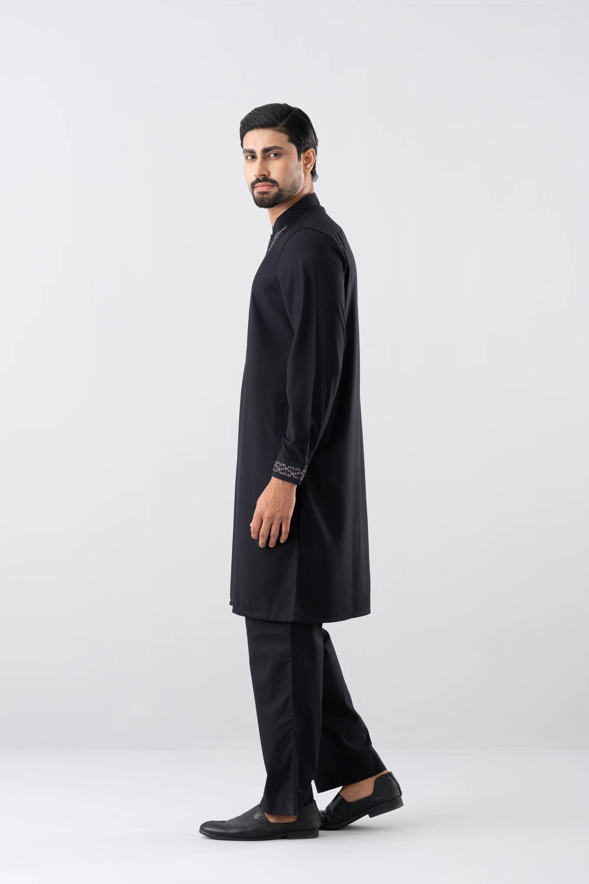 Regular Fit Embroidered Blended Fabric Formal Panjabi - Image 3