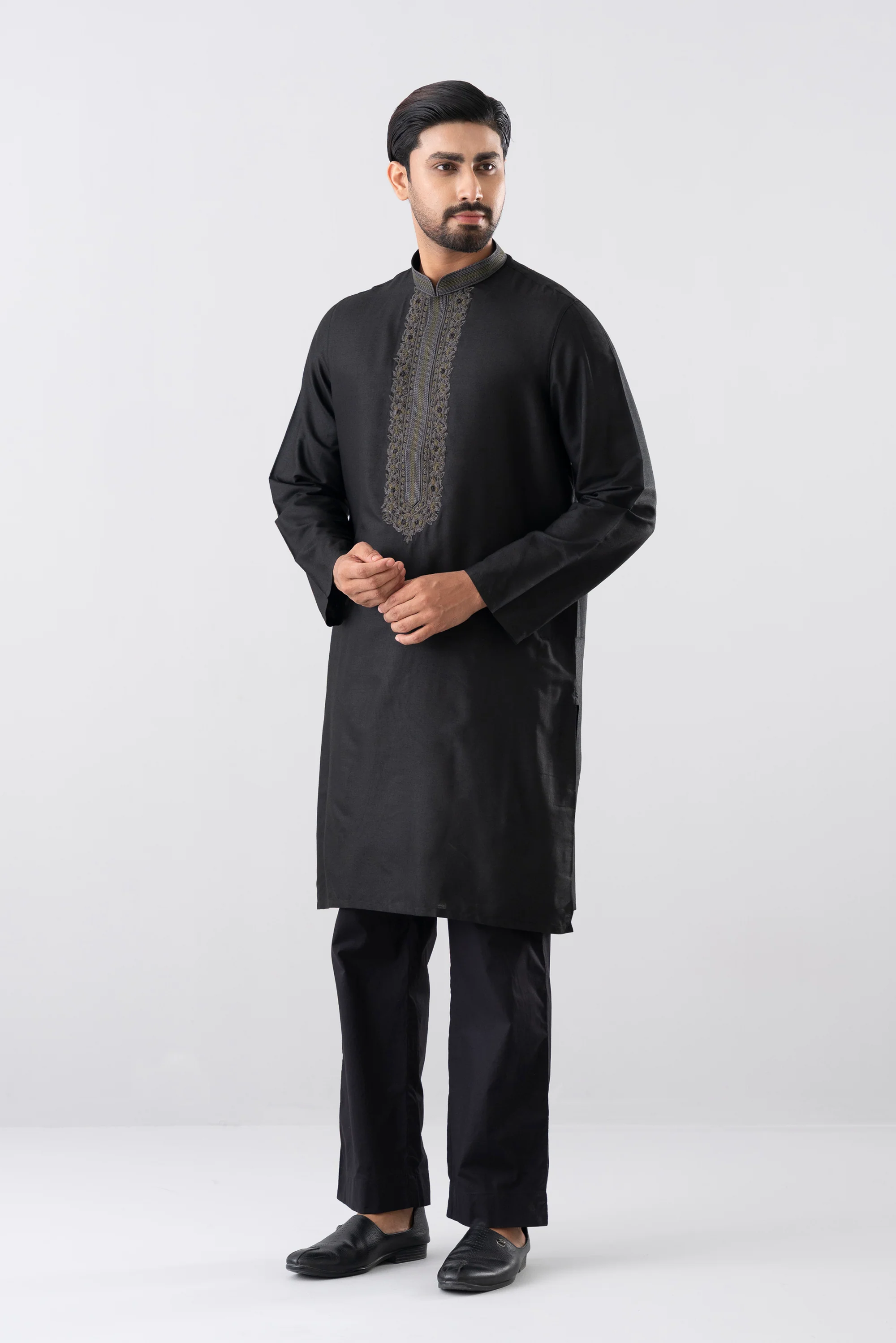 Regular Fit Embroidered Blended Fabric Formal Panjabi