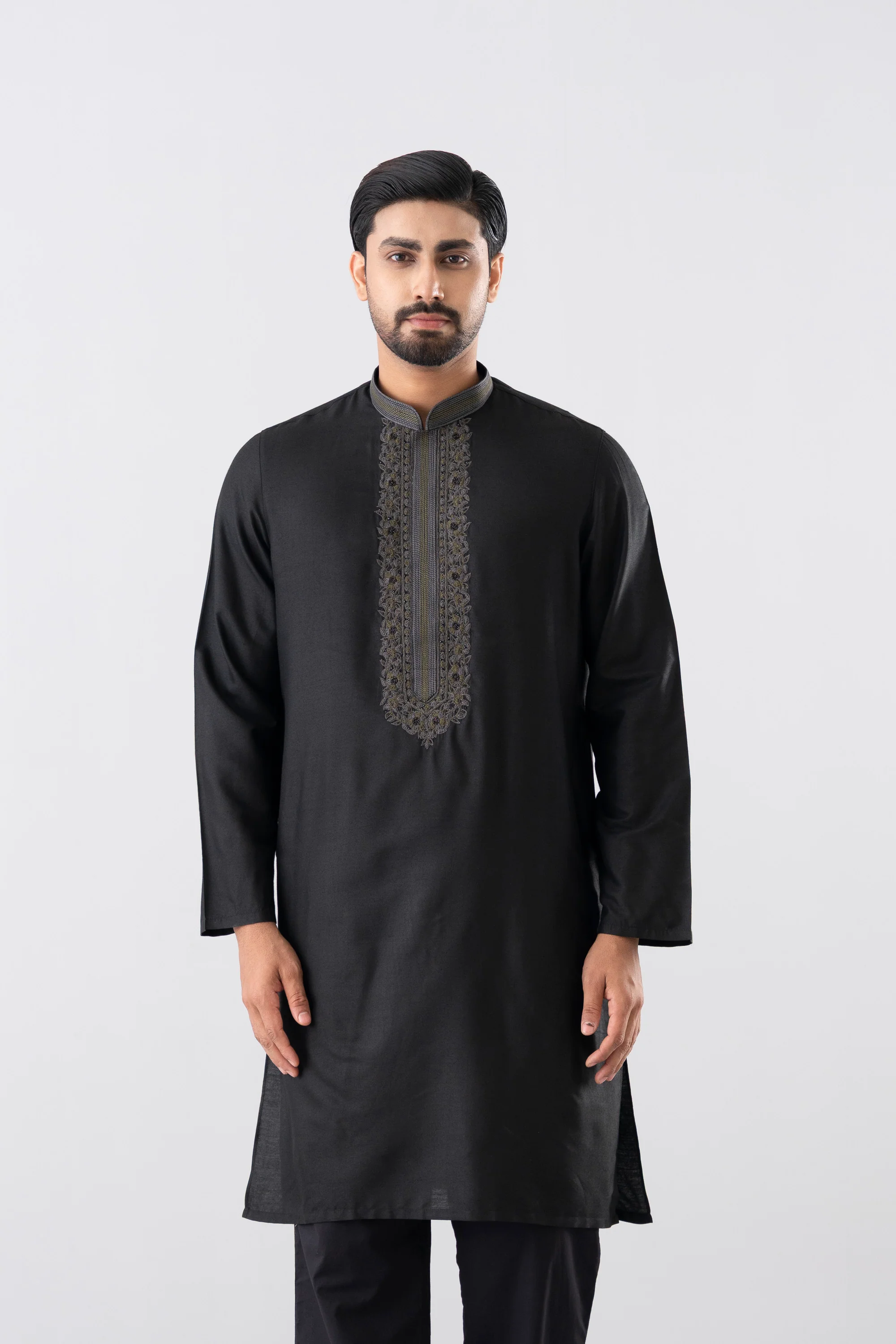 Regular Fit Embroidered Blended Fabric Formal Panjabi - Image 2