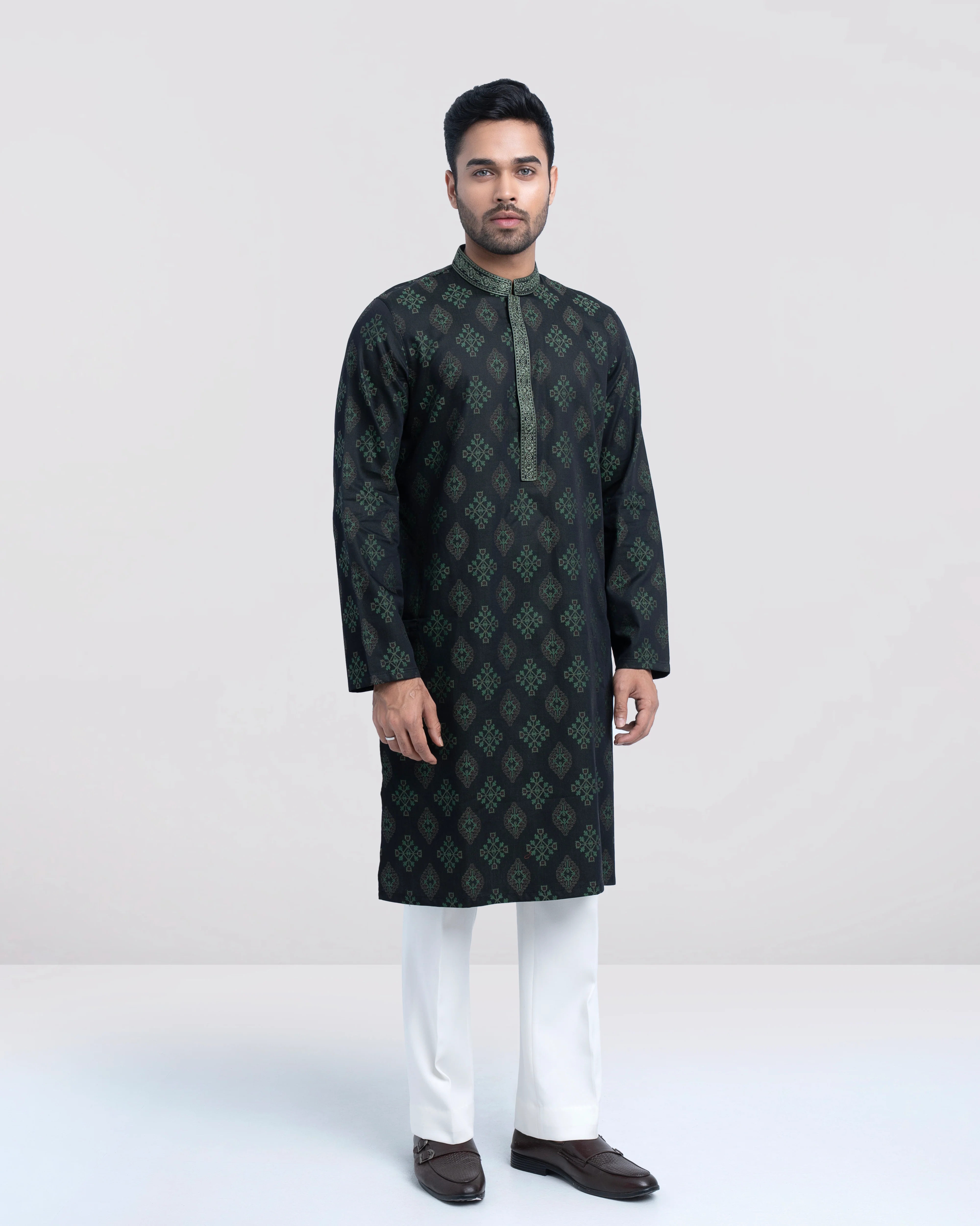 Regular Fit Embroidered Semi-Formal Panjabi - Image 17