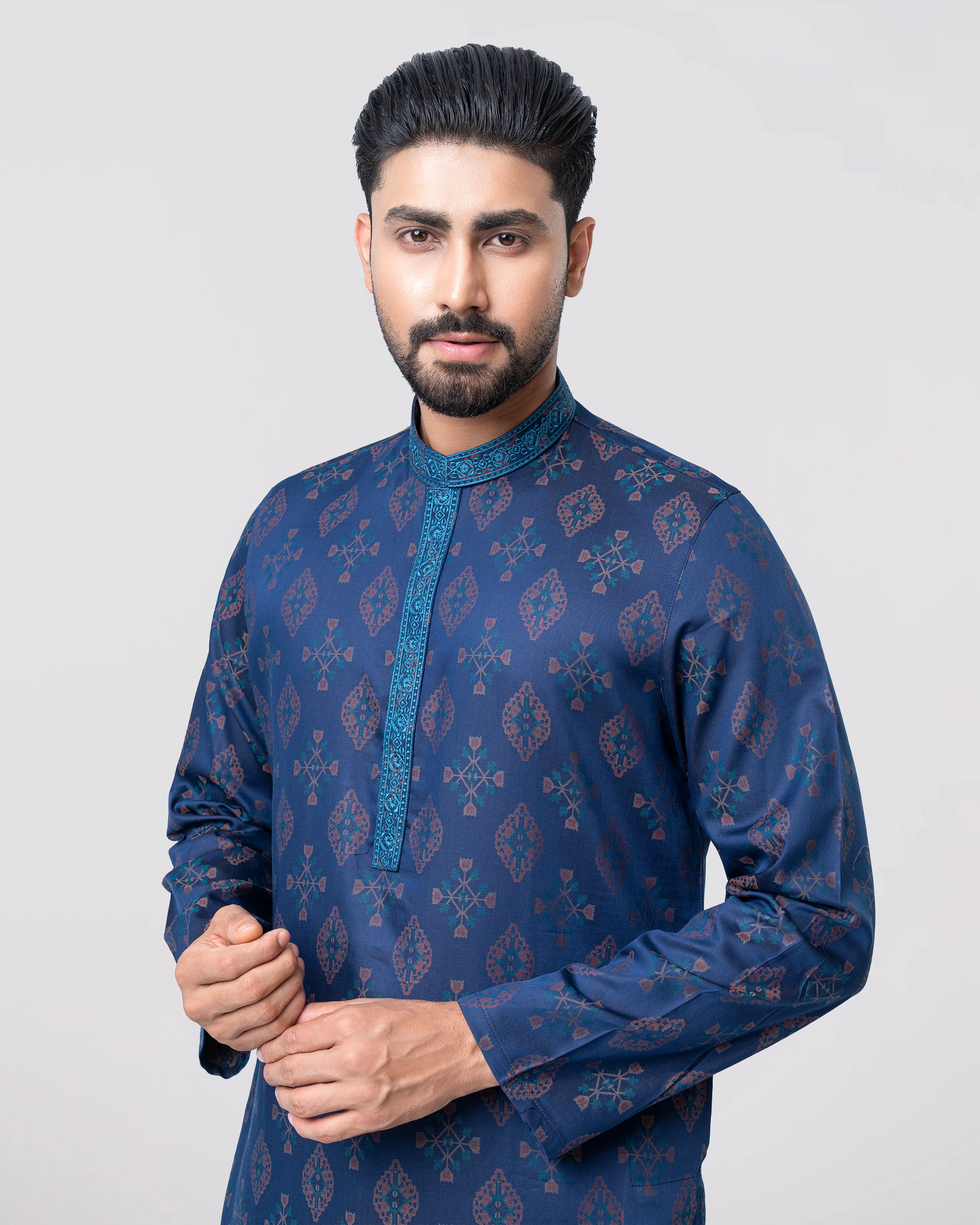 Regular Fit Embroidered Semi-Formal Panjabi - Image 2