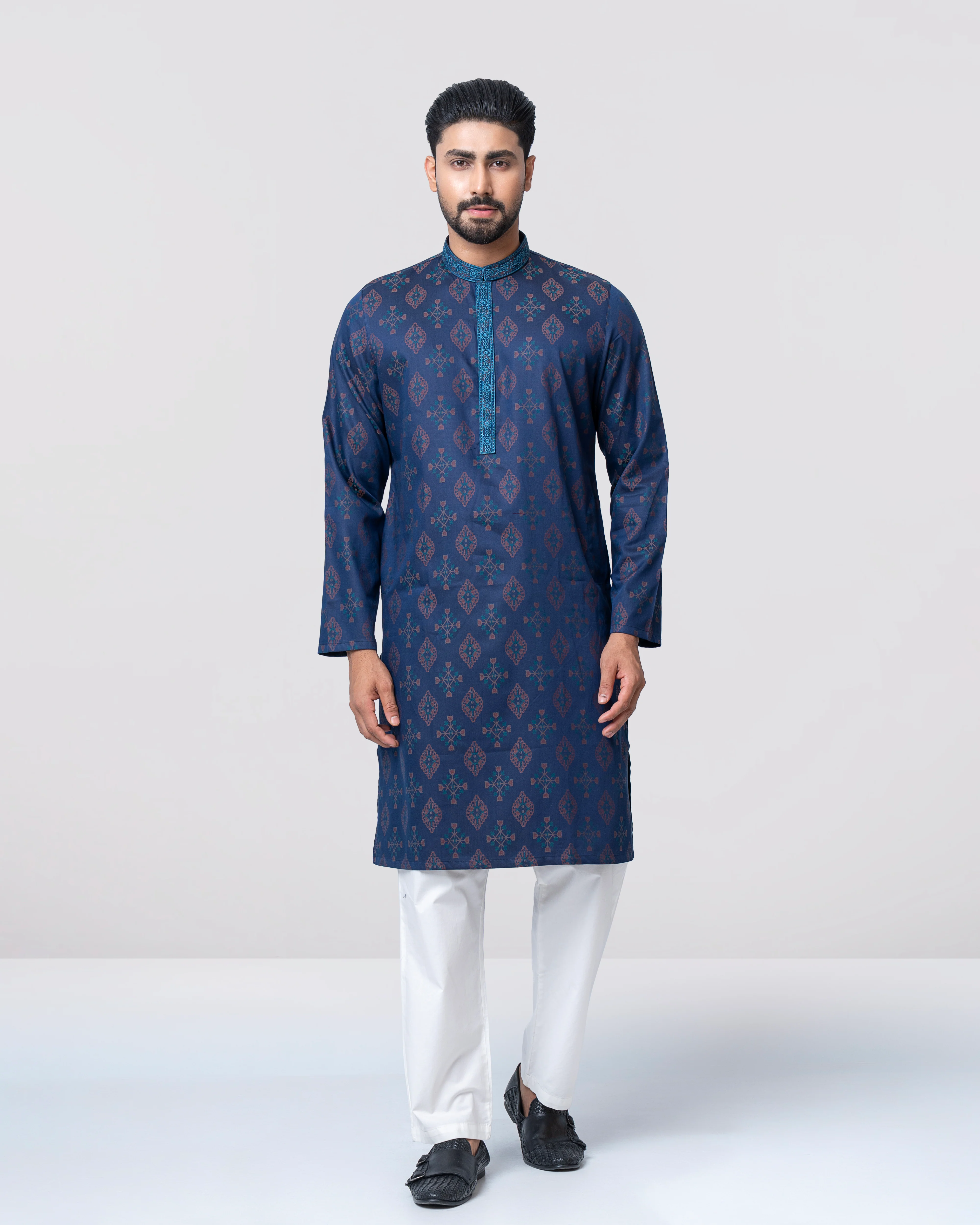 Regular Fit Embroidered Semi-Formal Panjabi - Image 3