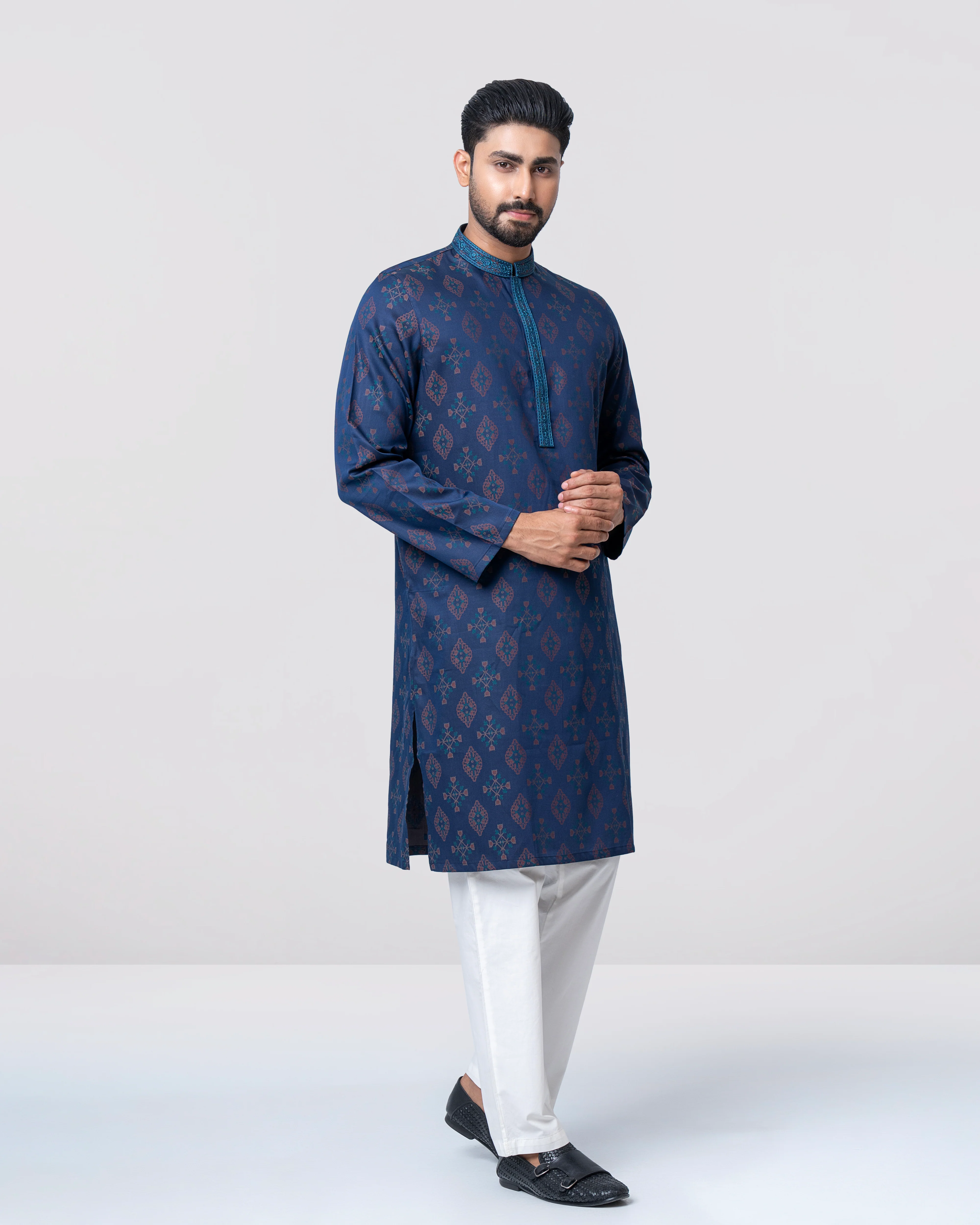 Regular Fit Embroidered Semi-Formal Panjabi - Image 4