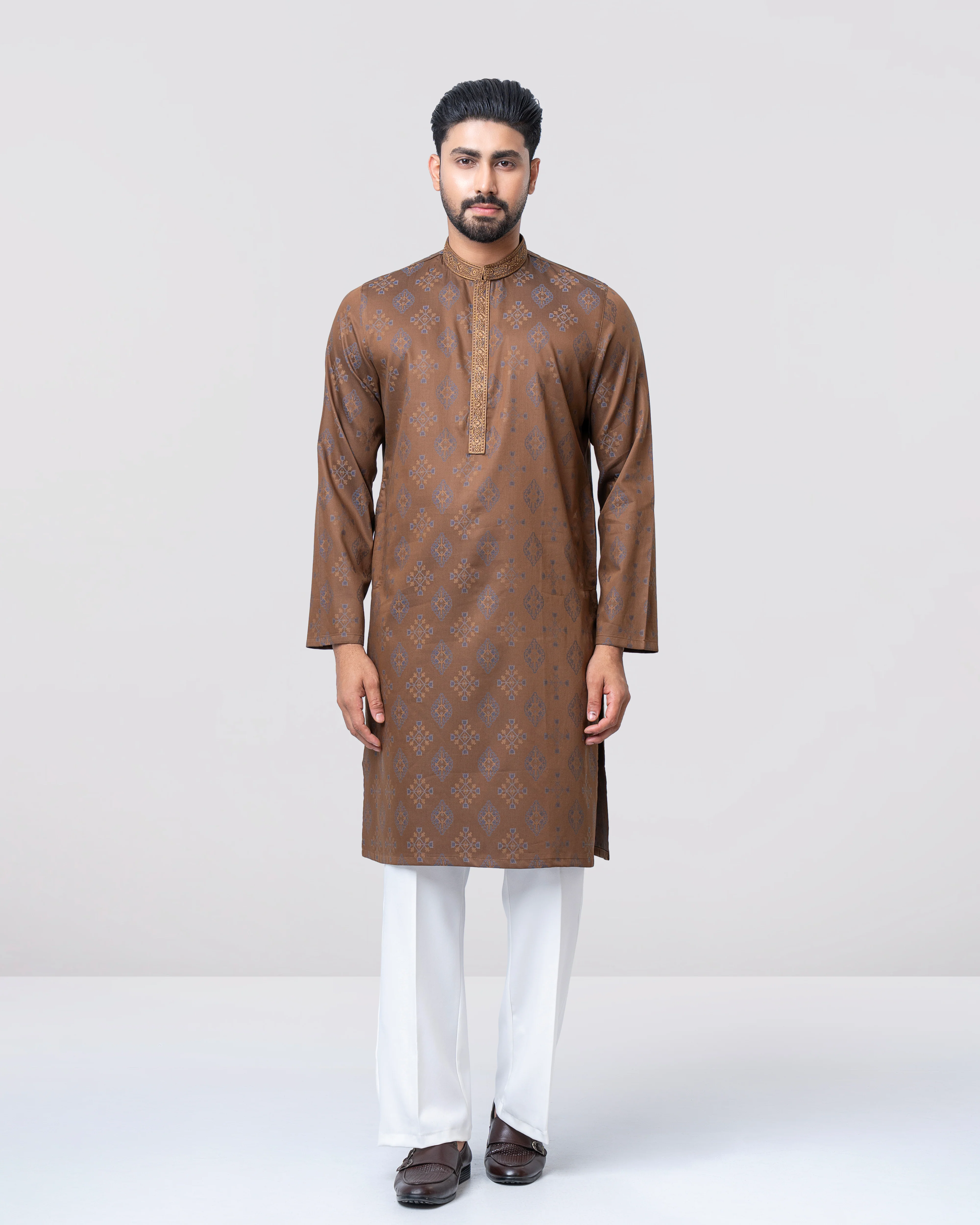 Regular Fit Embroidered Semi-Formal Panjabi - Image 7