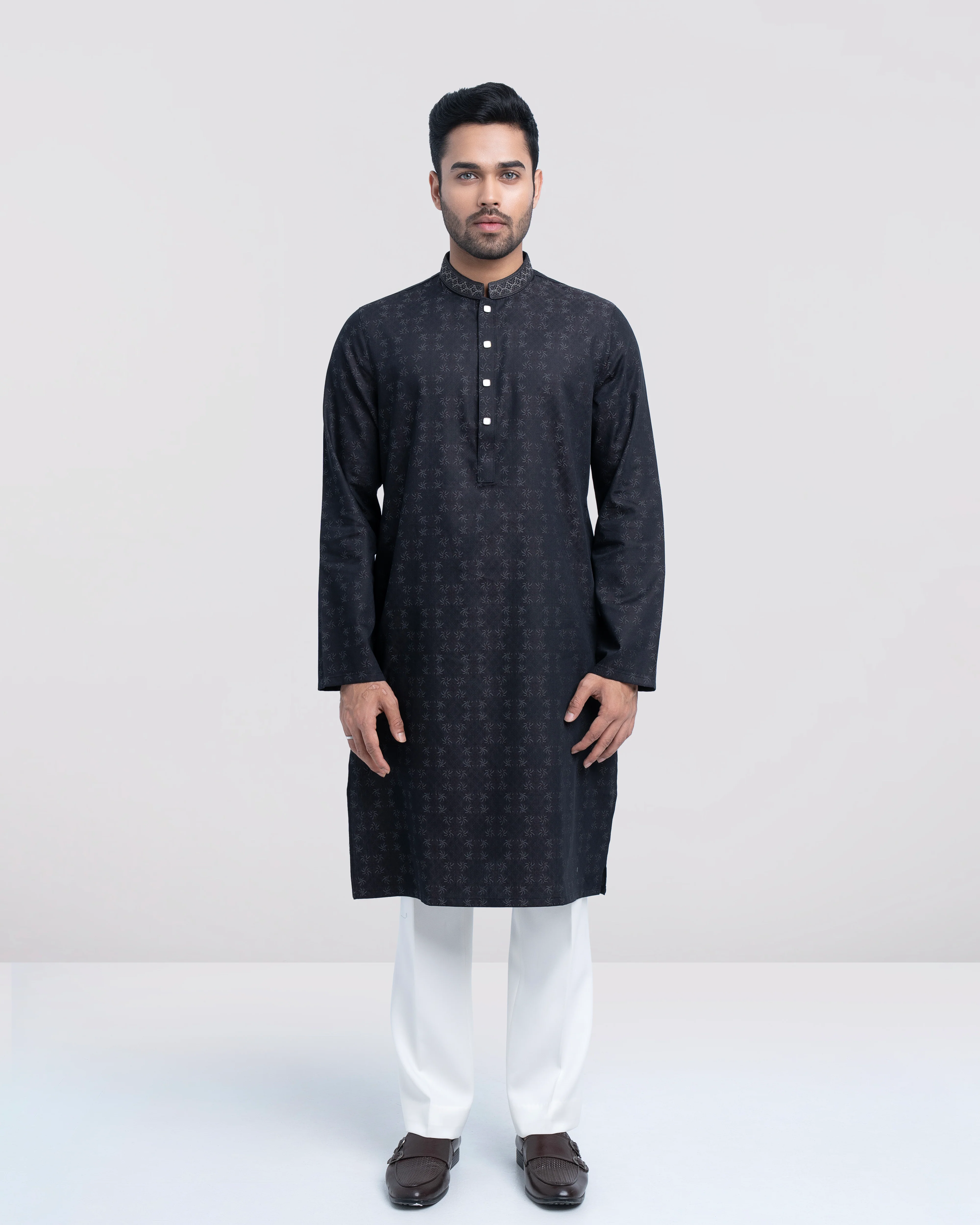 Regular Fit Embroidered Semi-Formal Panjabi - Image 15