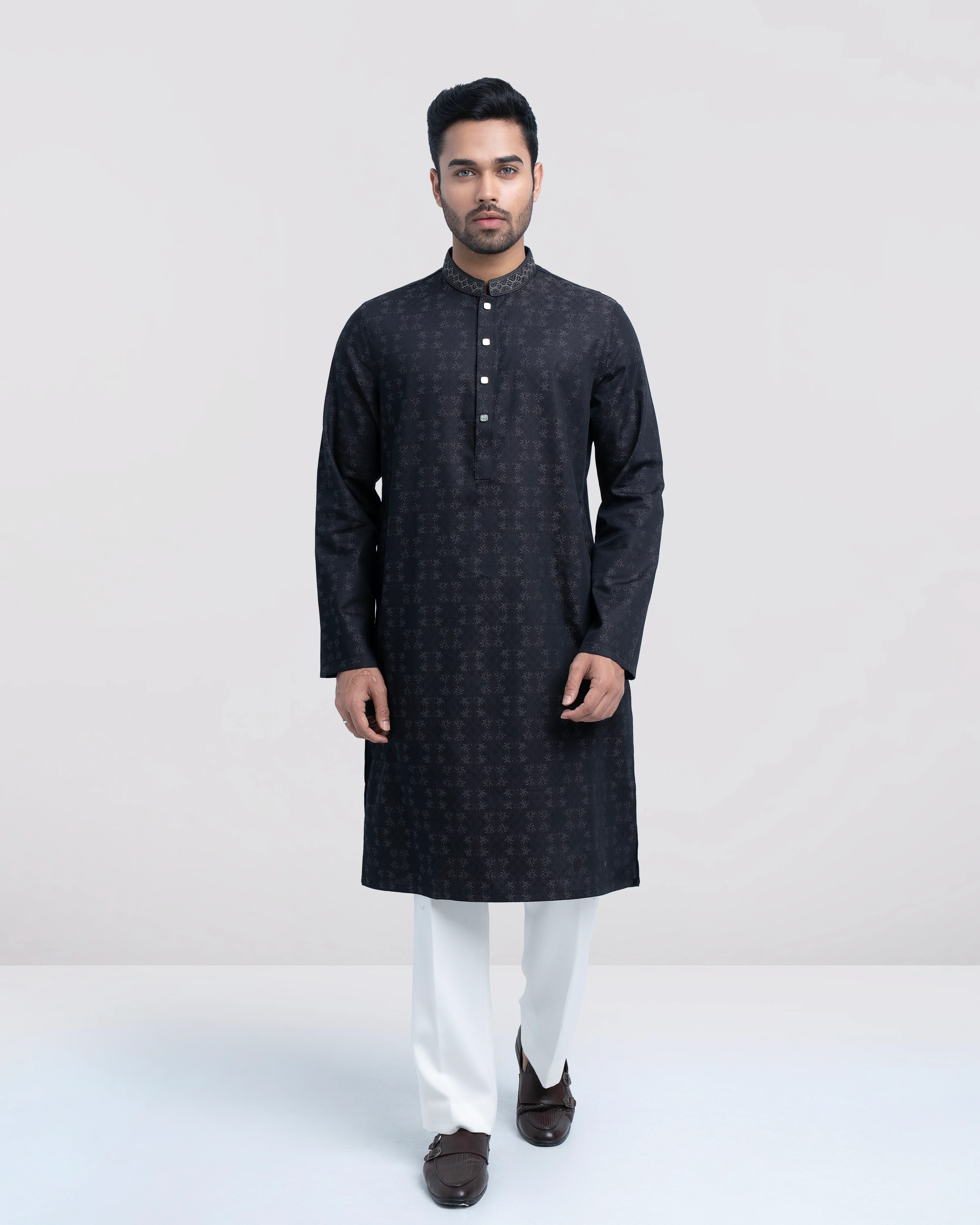 Regular Fit Embroidered Semi-Formal Panjabi - Image 19