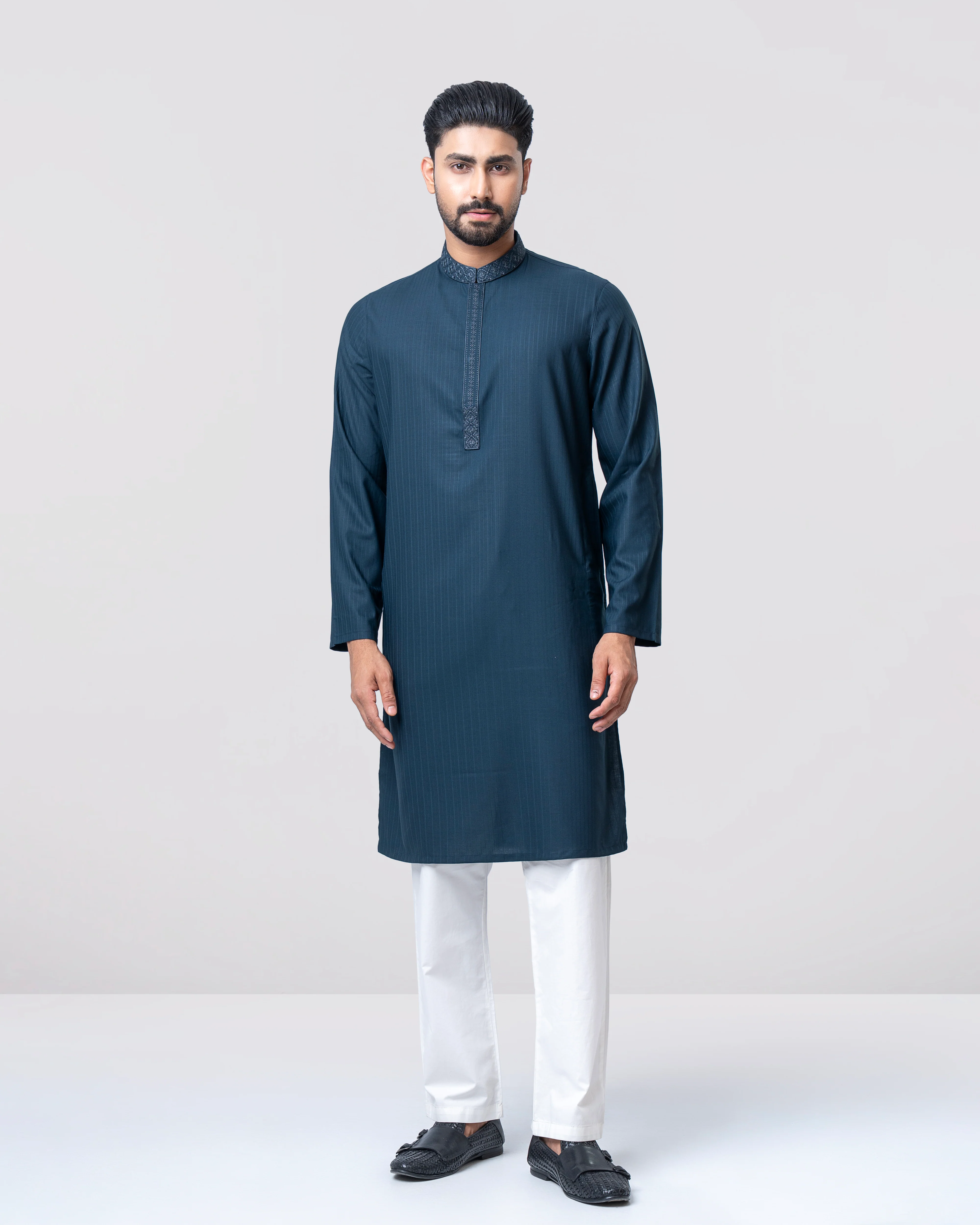 Regular Fit Embroidered Semi-Formal Panjabi - Image 3