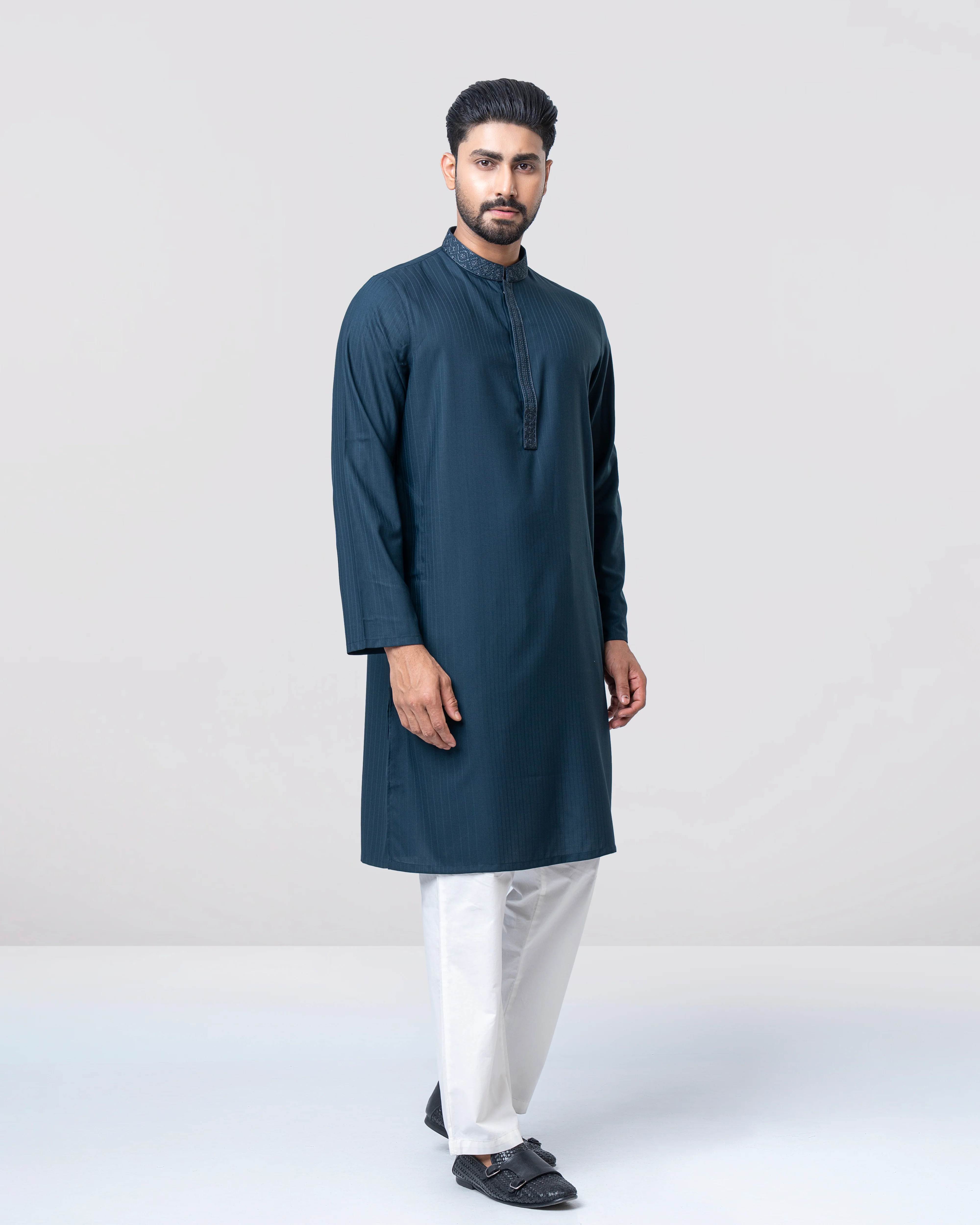 Regular Fit Embroidered Semi-Formal Panjabi - Image 4