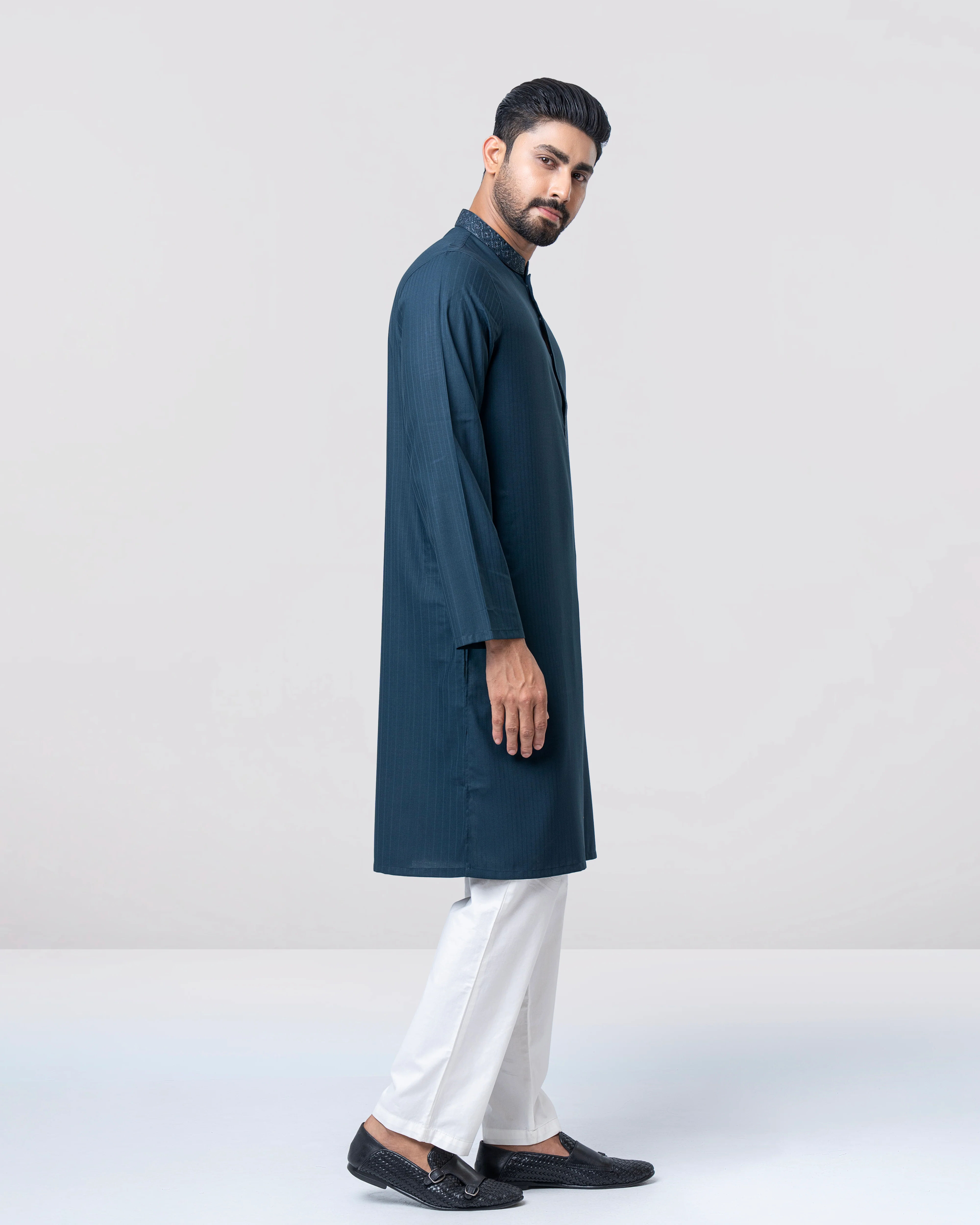 Regular Fit Embroidered Semi-Formal Panjabi - Image 5